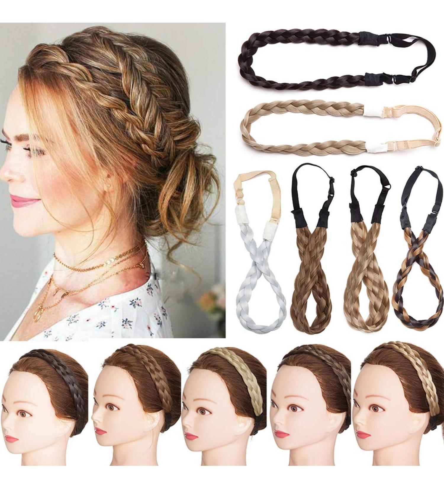 Braided Hair Band Plaited Headband Elastic Stretch Wide Plaited Braids Braided Headband Synthetic Hairpiece Chunky Braided Headband Trendy Girls Women Small- Dark Brown - Buy Online on GoSupps.com