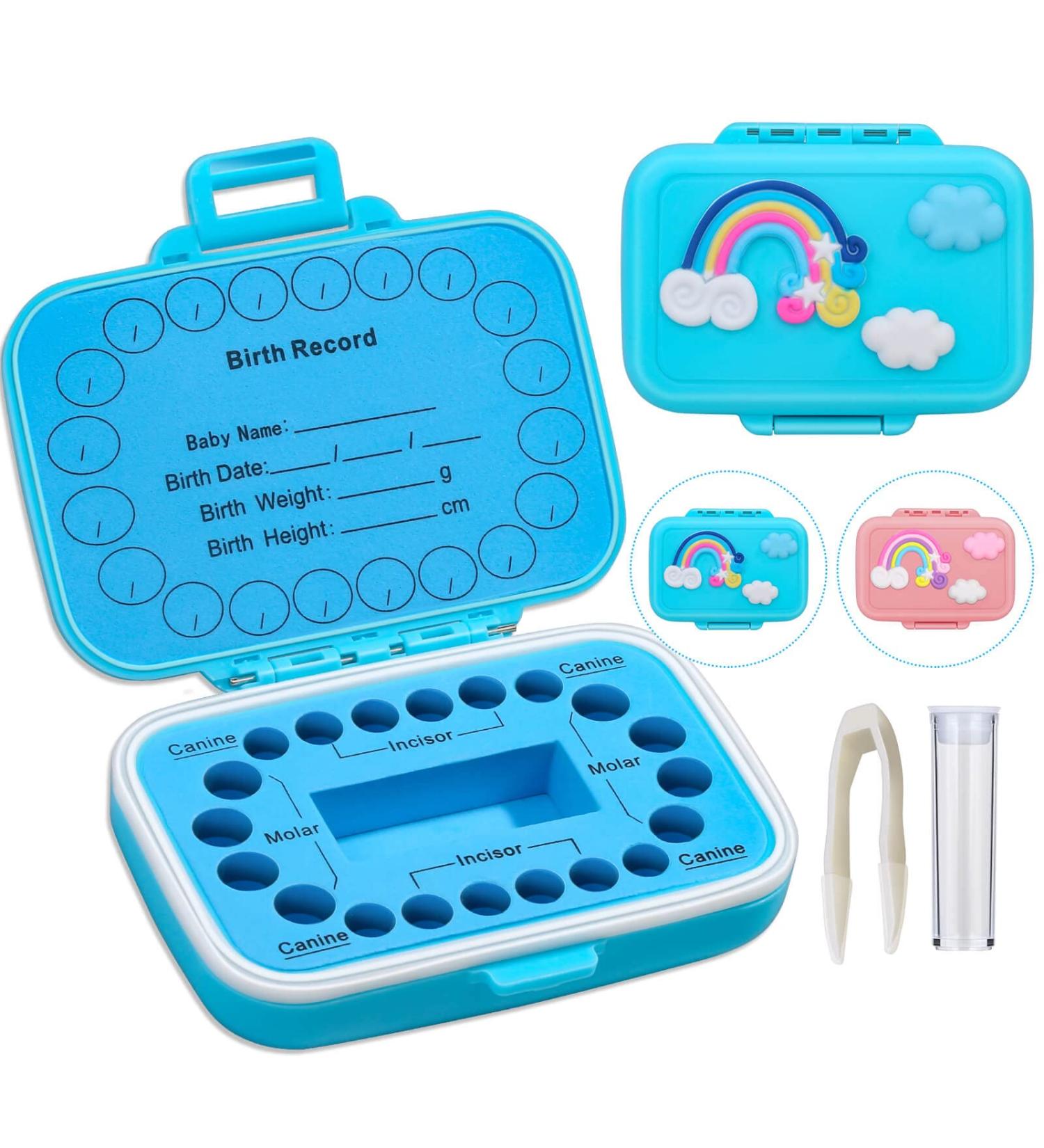 Kids Tooth Keepsake Box - Blue Tooth Holder for Lost Teeth - Teeth Storage Container for Tooth Fairy - Baby Teeth Keepsake - Buy Online on GoSupps.com