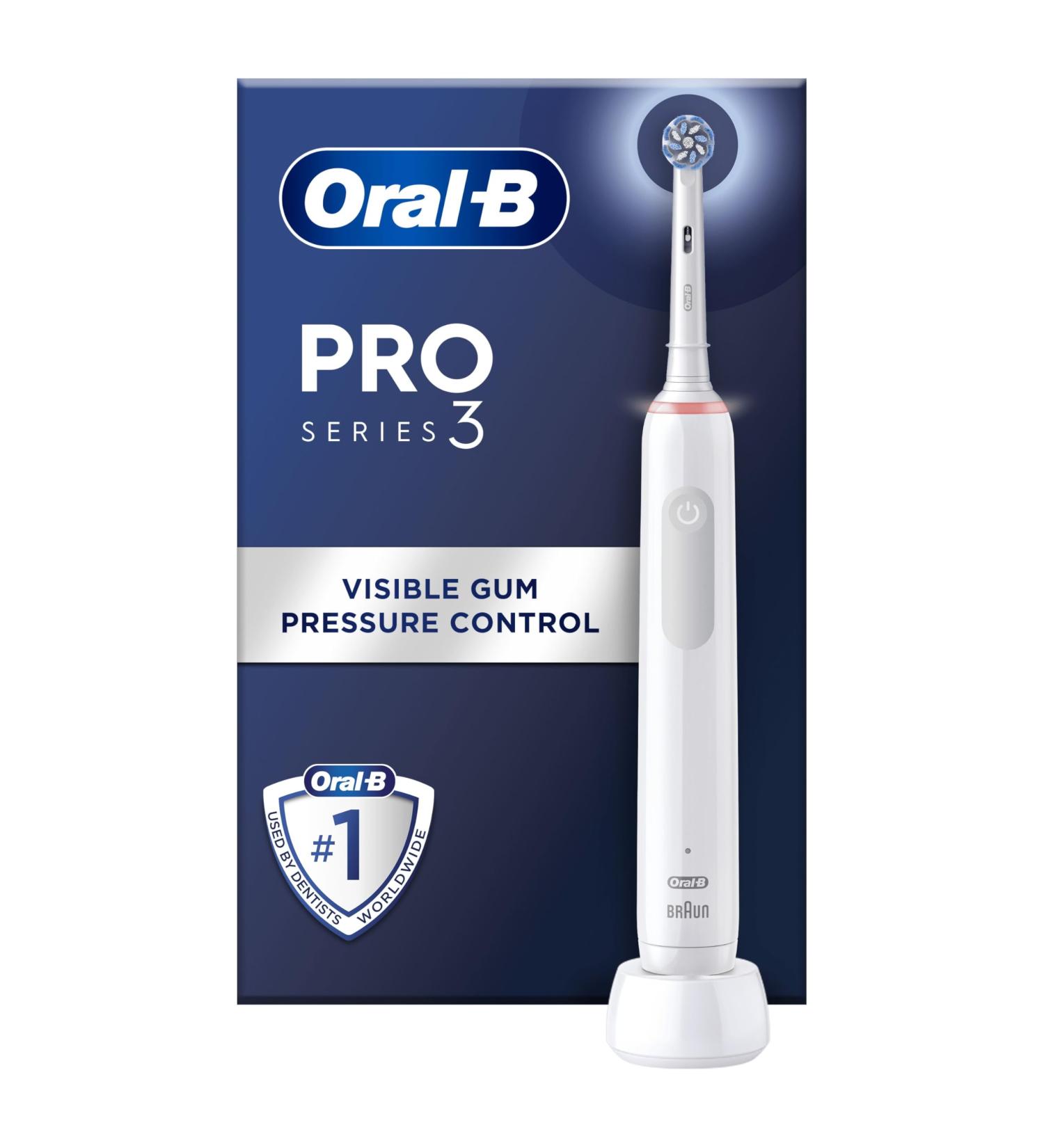 Oral-B Pro 3 Electric Toothbrush: Christmas Gifts for Adults | 3 Modes, Teeth Whitening, 2 Pin UK Plug | 1 Head Included | 3000 White Sensitive Clean - Buy Online on GoSupps.com