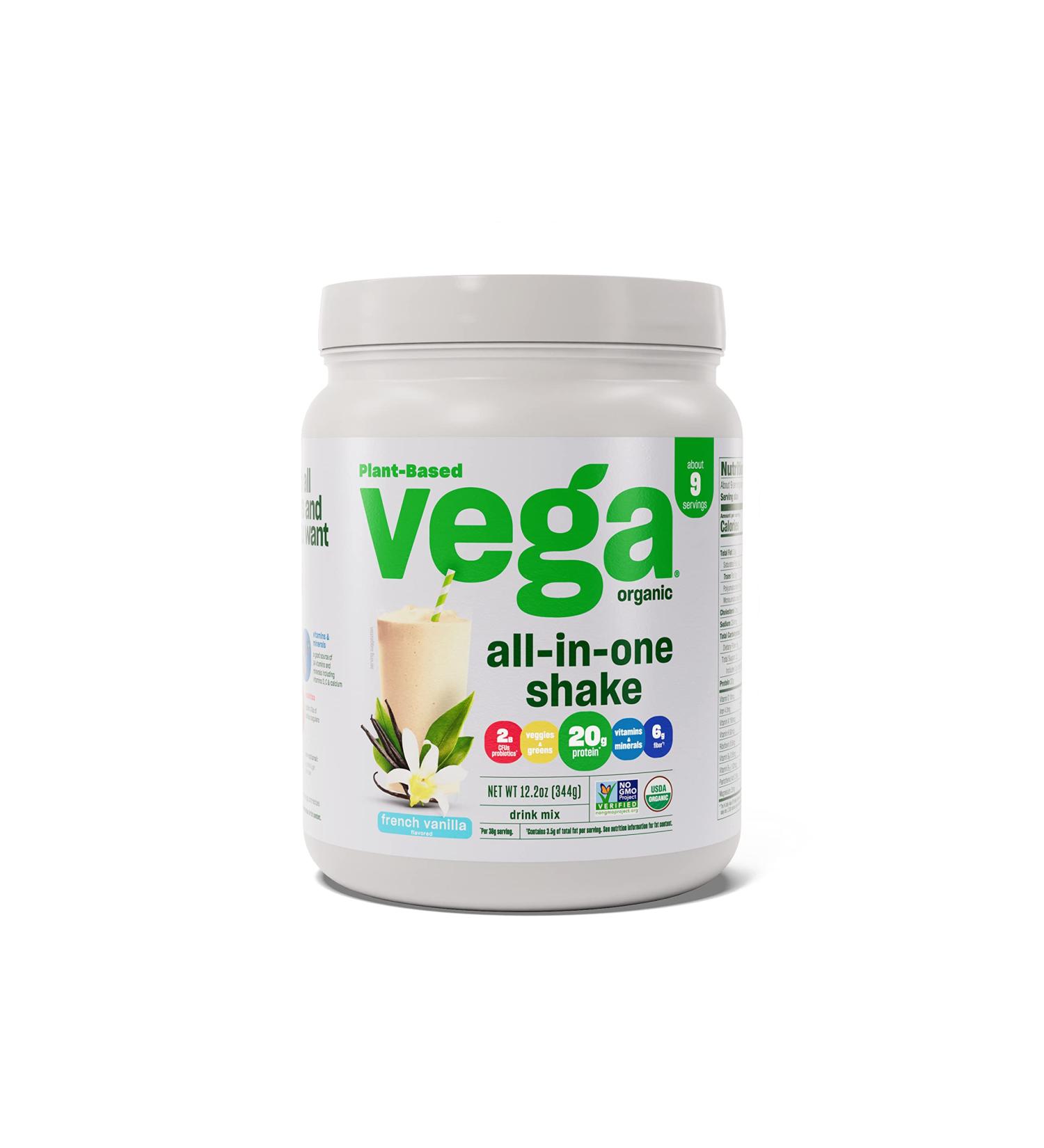 Vega Organic French Vanilla Vegan Protein Powder - 9 Servings, Superfood Ingredients, Immunity Support, Keto Friendly - 12.2oz - Buy Online on GoSupps.com