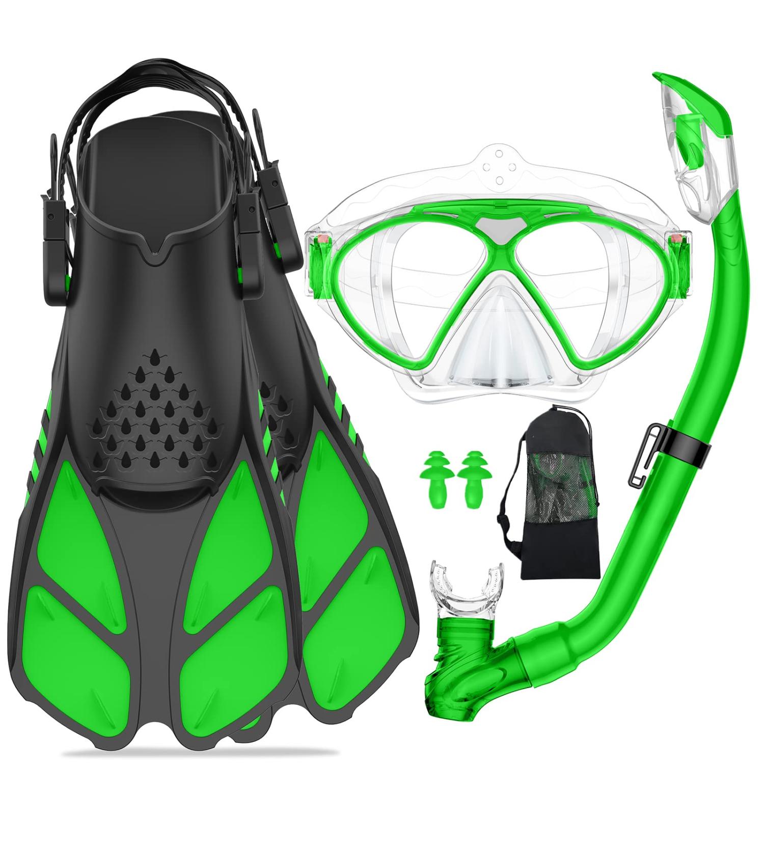 WANFEI Kids Mask Fin Snorkel Set - Dry Top Snorkel, Diving