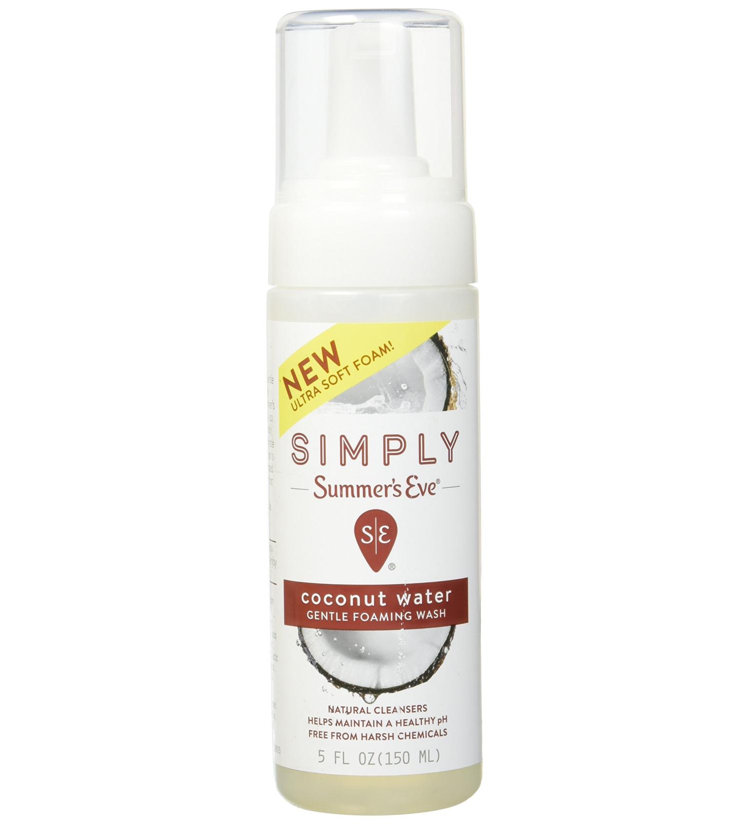 Summer's Eve Simply Gentle Foaming Wash - pH Balanced Gynecologist Tested Coconut Water - 5 oz - Gentle Cleanser Free from Harsh Chemicals - Buy Online on GoSupps.com