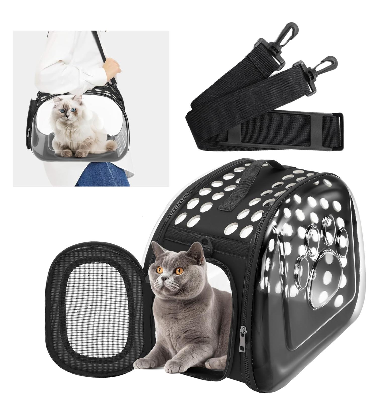 The Fellie Cat Carrier Airline Approved Pet Carrier for Cats and Puppy Foldable Cat Carrier with Shoulder Strap & Soft Mat Pet Travel Portable Bag Home for Small Dogs Cats Black - Buy Online on GoSupps.com