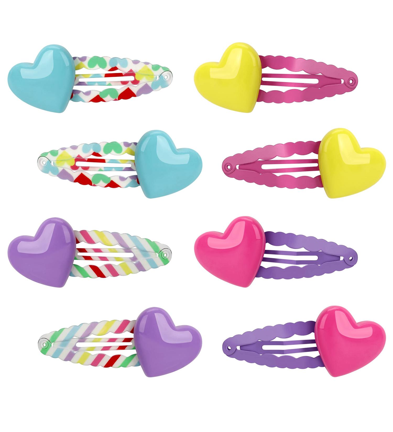 Colorful Heart Snap Hair Clips - Women & Teens Love Metal Hair Accessories - Perfect for Birthday & Christmas Gifts - Buy Online on GoSupps.com