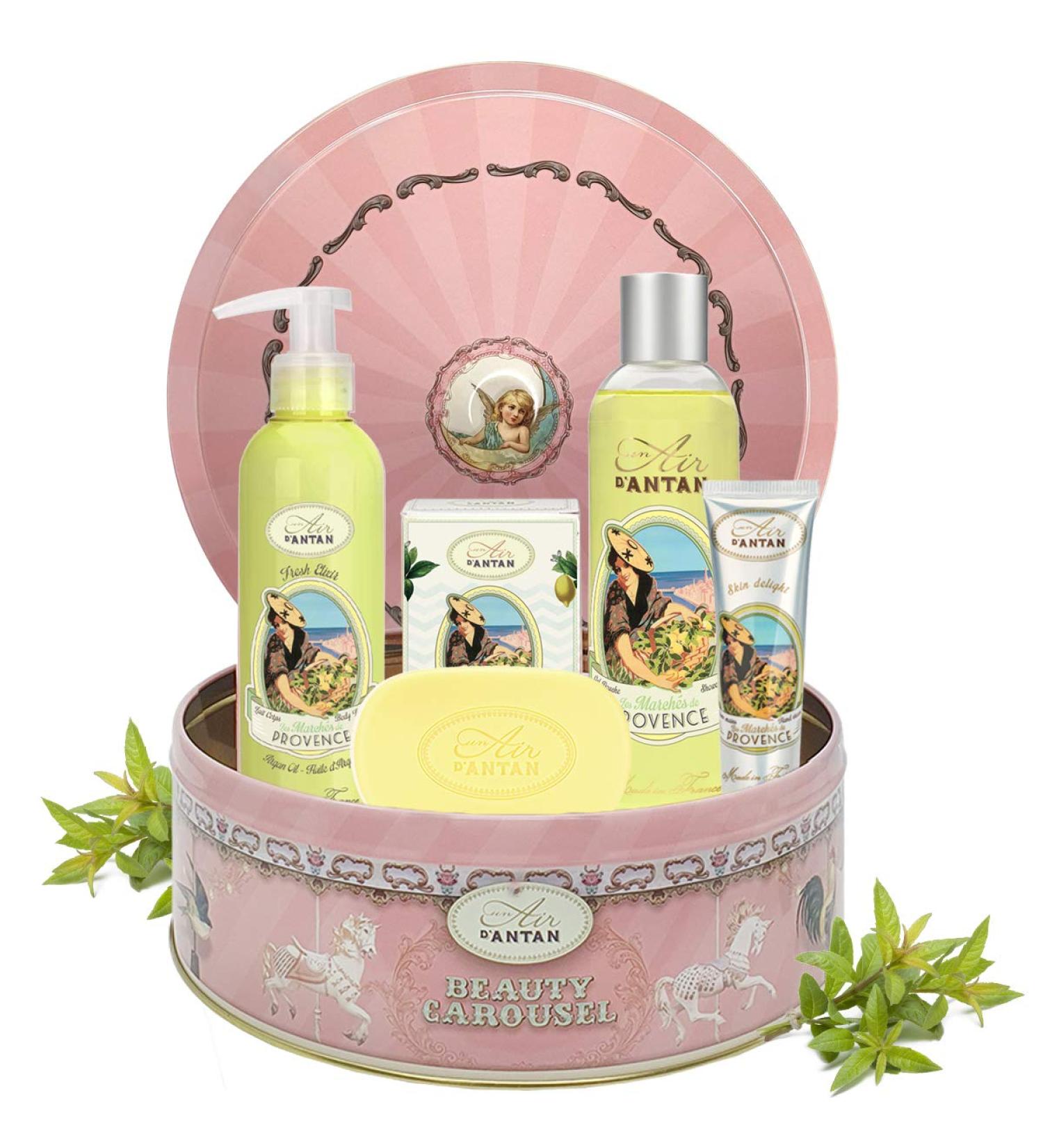 Un Air d'Antan Spa Gift Basket for Women - Mom Gifts from Daughters | French Bath Set with Hand Cream Body Wash & Vintage Soap - Provence Verbena & Bergamot - Buy Online on GoSupps.com