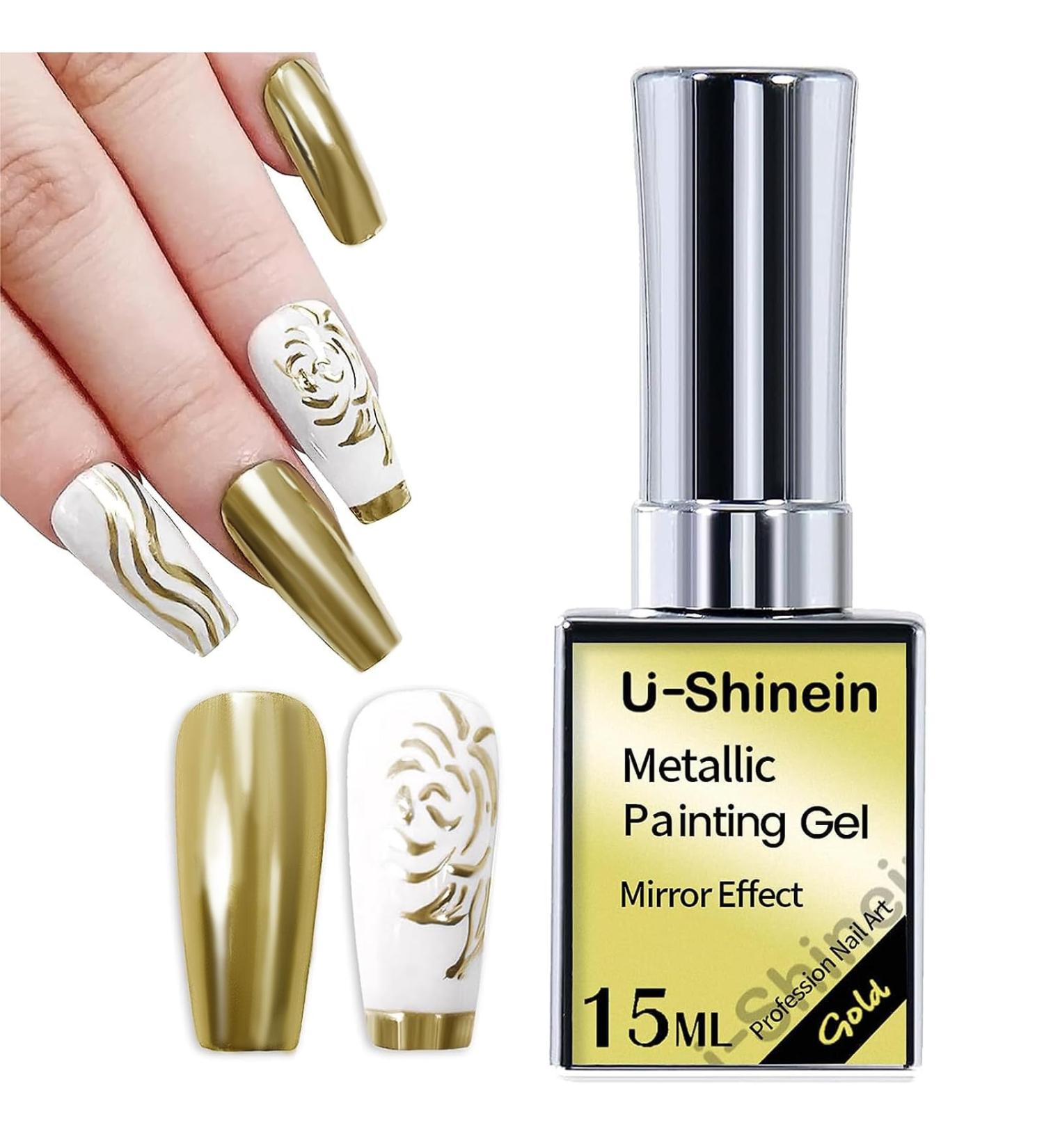 U-Shinein Metallic Painting Gel - 15ml Golden Nail Liner Kit - Buy Online on GoSupps.com