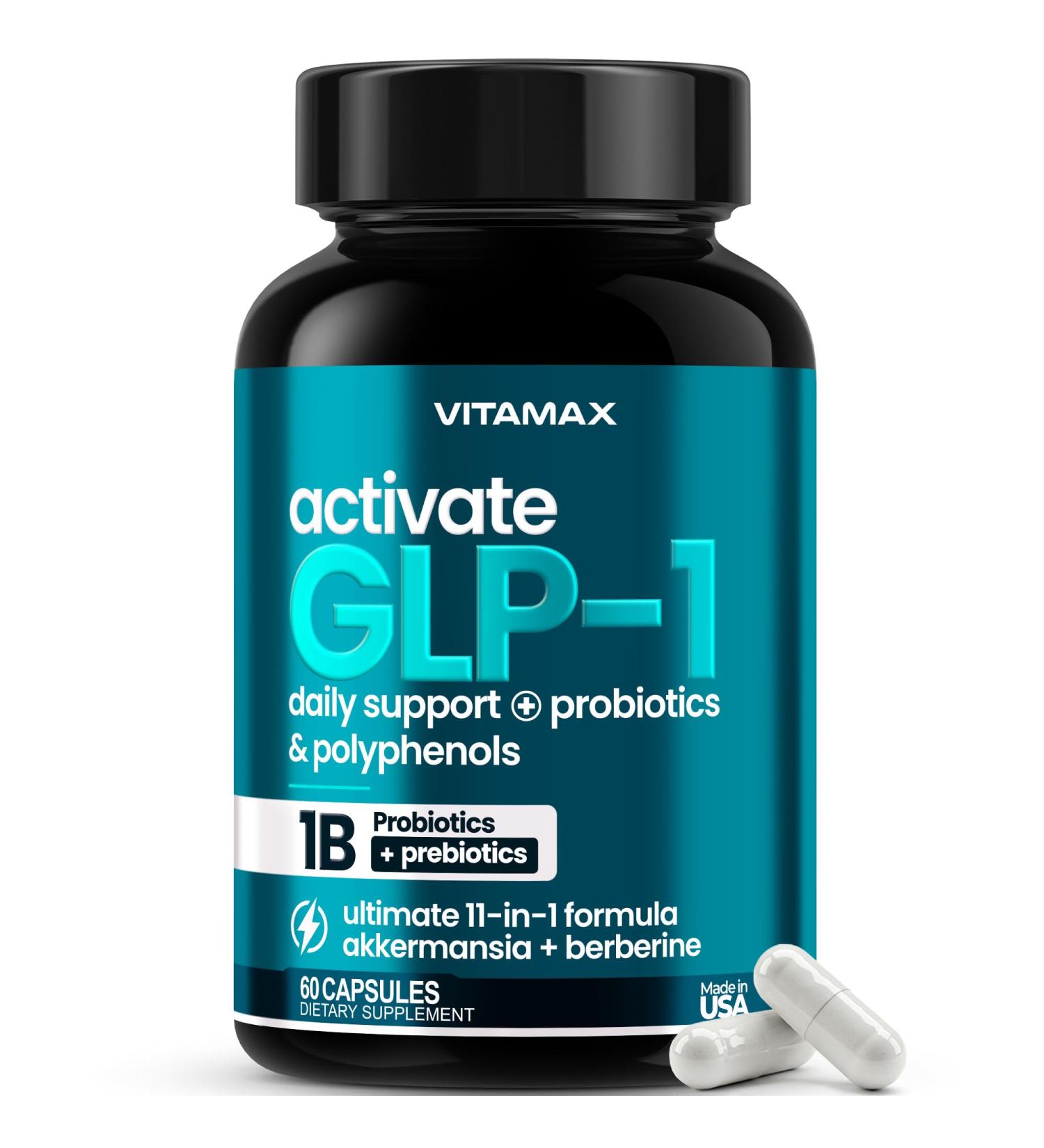 GLP-1 Support Supplement for Weight Management & Appetite Control for Men & Women With Akkermansia Berberine Inulin EGCG Probiotics & Polyphenols for Gut Health Digestion Hunger & Cravings