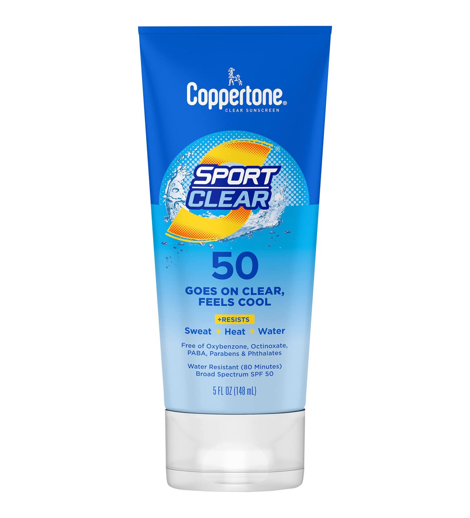Coppertone SPORT Clear Sunscreen Lotion SPF 50 - Water Resistant, Broad Spectrum 5 Fl Oz Tube - Buy Online on GoSupps.com
