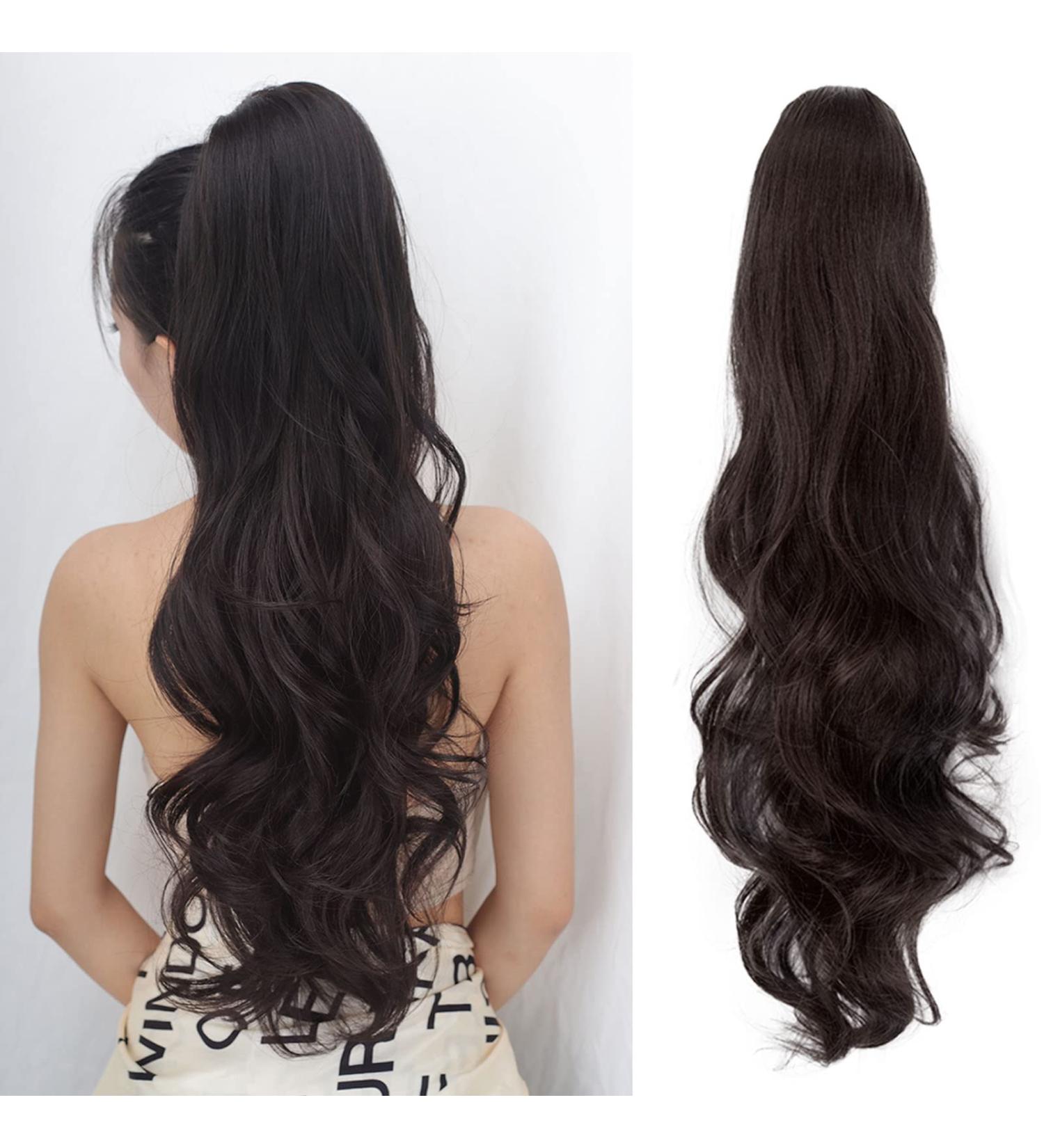 JHZSJF Ponytail Extension 24 inch Black-Brown Curly Wavy Drawstring Hairpiece - Women's Synthetic Clip In Ponytail Wig - Buy Online on GoSupps.com