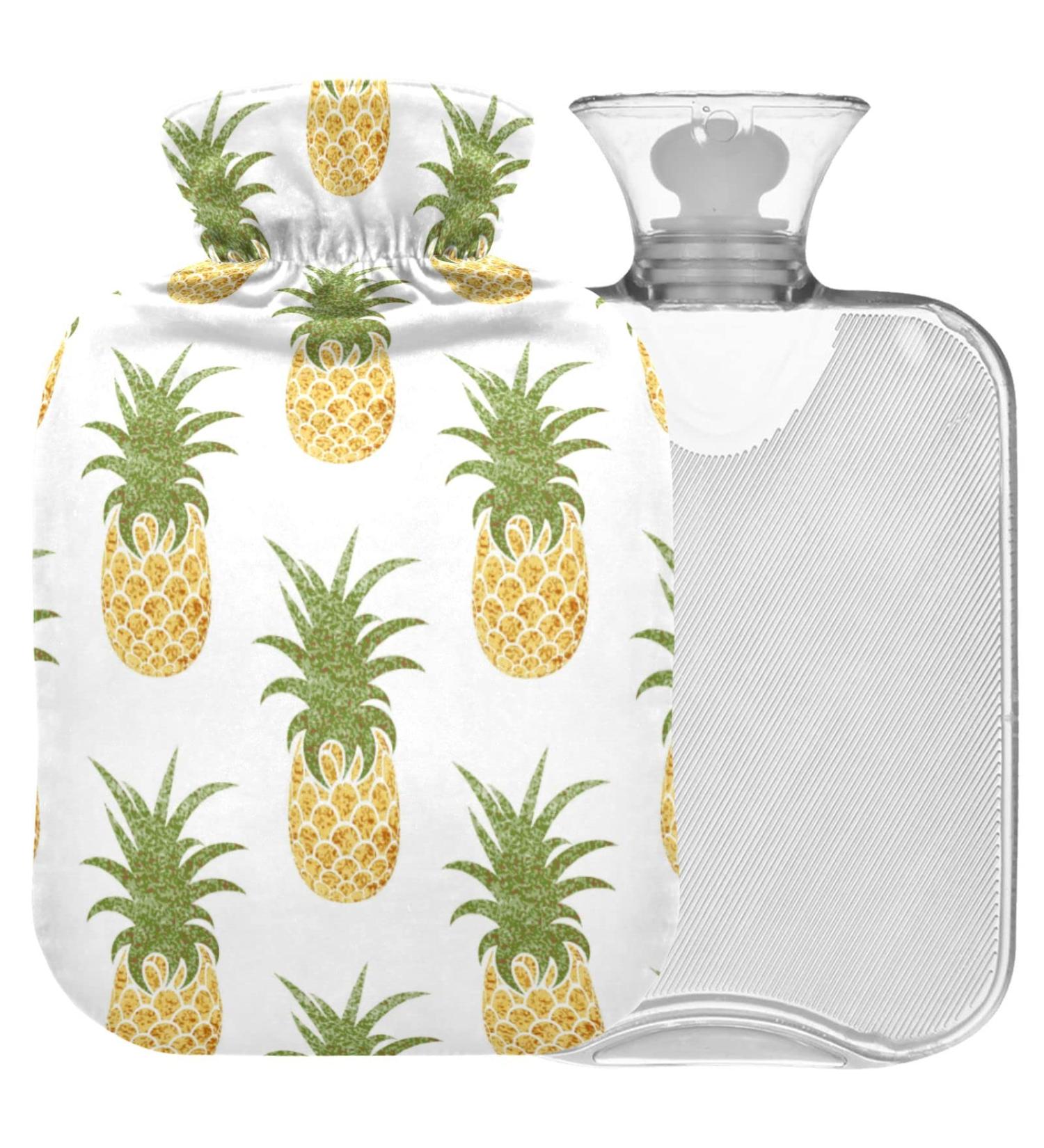 Naanle Golden Pineapple Heat Bottle - 1L Transparent Hot Water Bottle for Pain Relief & Cold Therapy - Ideal for Bed Hands & Feet - Buy Online on GoSupps.com