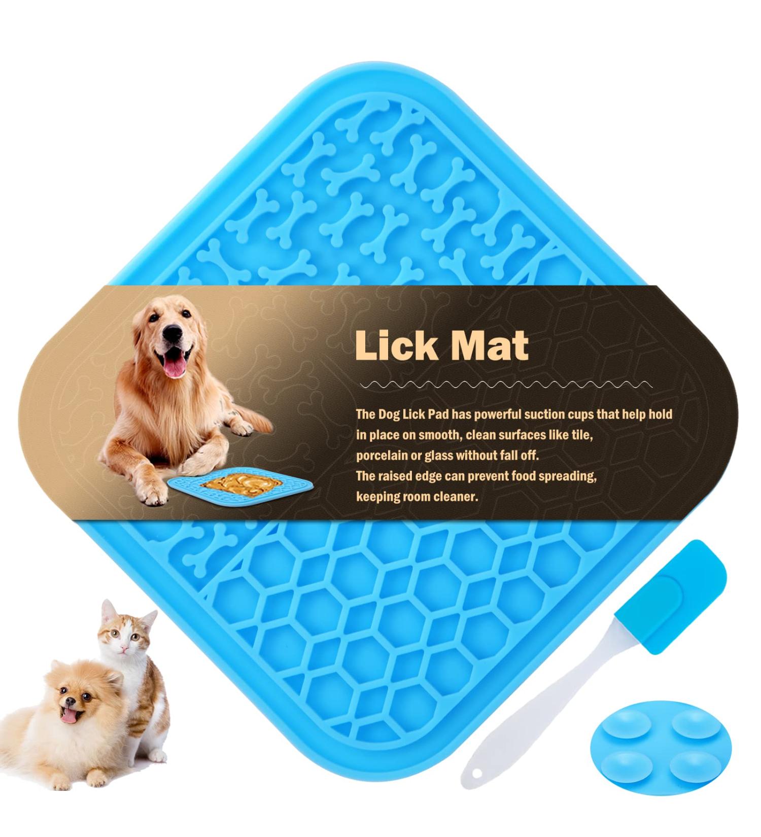 Licky Mat for Dogs with Silicone Spatula - Blue 15x15 cm - 1pc - Buy Online on GoSupps.com