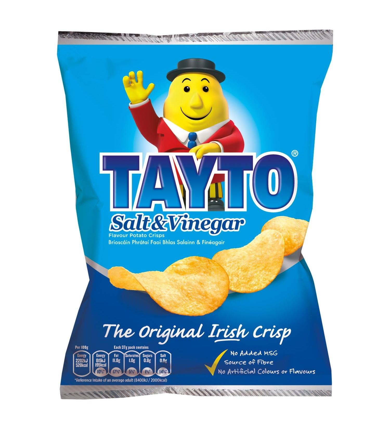 Tayto Sel et vinaigre Chips de Irlande (8 x 37 g)