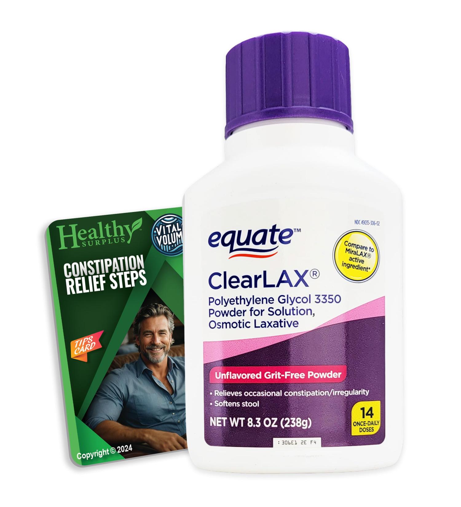 Healthy Surplus Equate ClearLAX Unflavored Powder 8.2 OZ / 236g - Buy Online on GoSupps.com