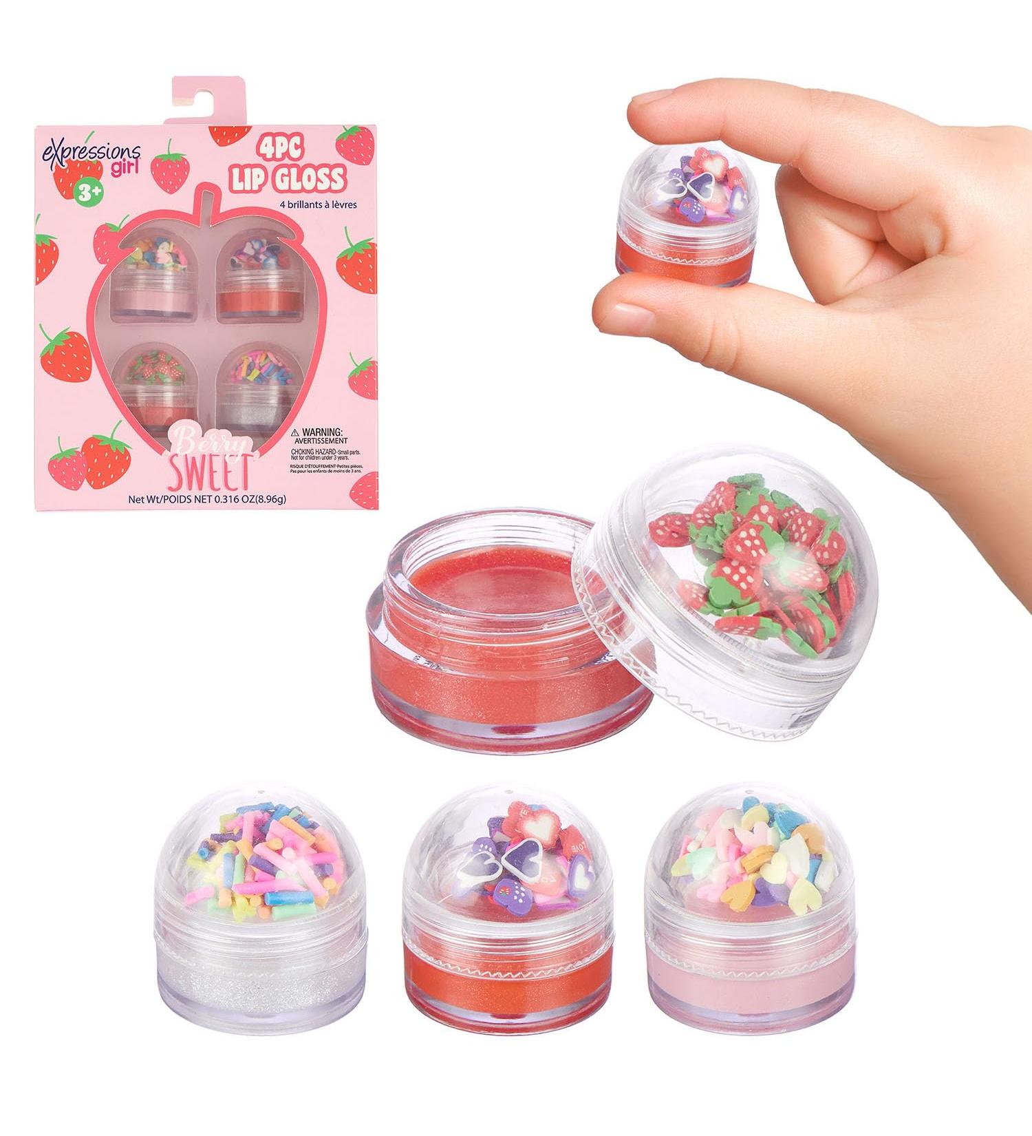 Expressions Girl 4pc Lip Gloss Set | Berry Sweet Fruity Flavored Safe Non-Toxic Confetti Lip Gloss Gift for Girls - International Shipping Available - Buy Online on GoSupps.com