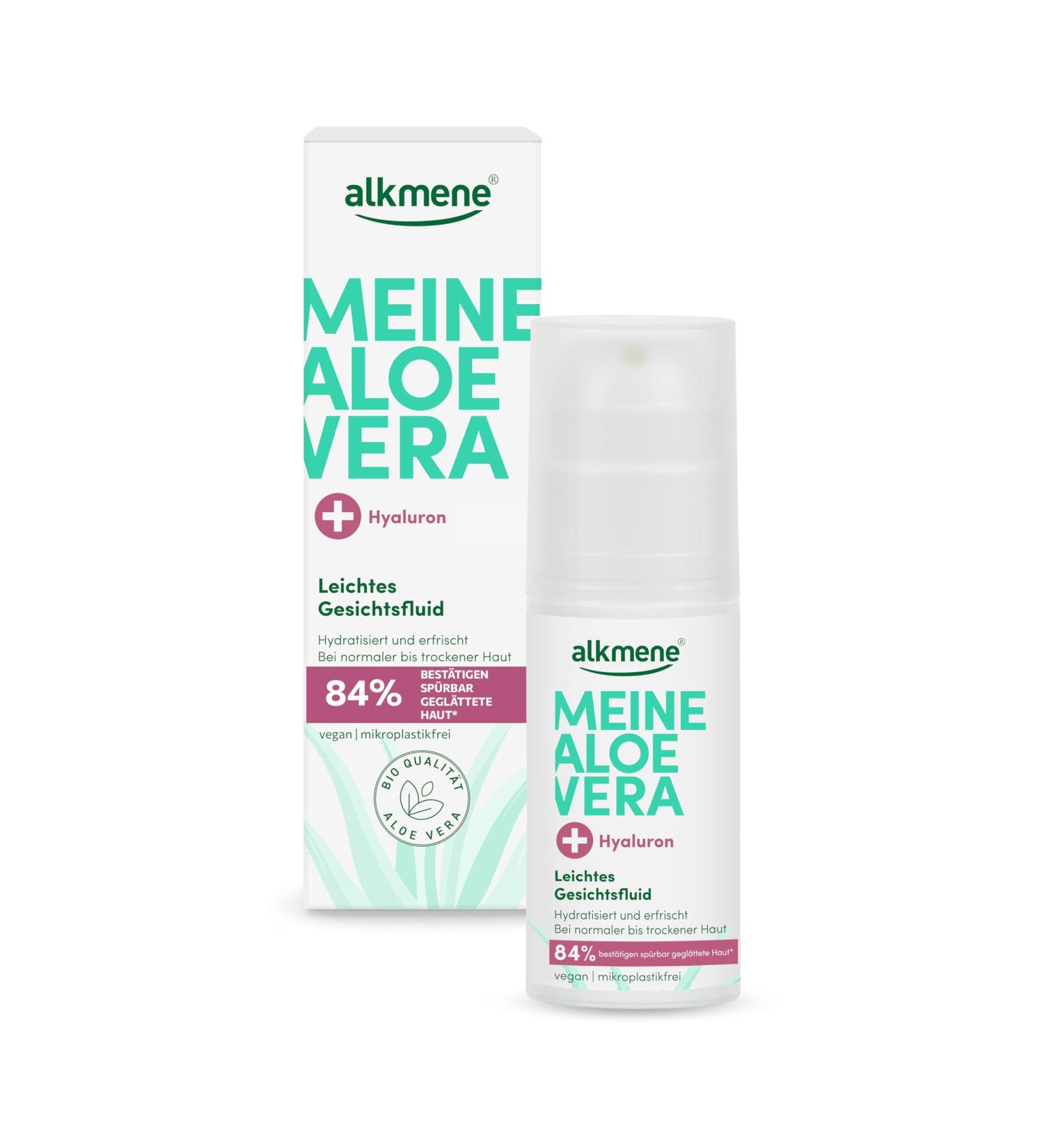  Alkmene alkmene Aloe Vera Face Liquid with Hyaluronic Acid 50ml - Aloe Vera Face Gel for Normal to Dry Skin - Vegan Moisturizer - Buy Online on GoSupps.com
