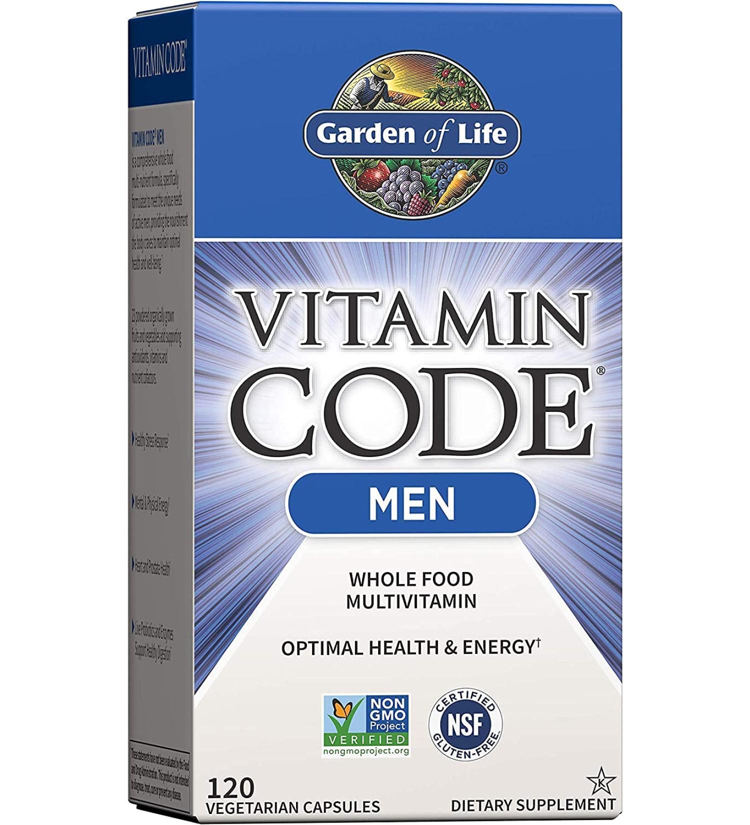 Garden of Life Omega 3 6 9 CoQ10 Antioxidant Raw Whole Food Nutrition Supplement & Vitamin Code Fruit Veggie Blend Probiotic Multivitamin for Men 120 Count - Buy Online on GoSupps.com