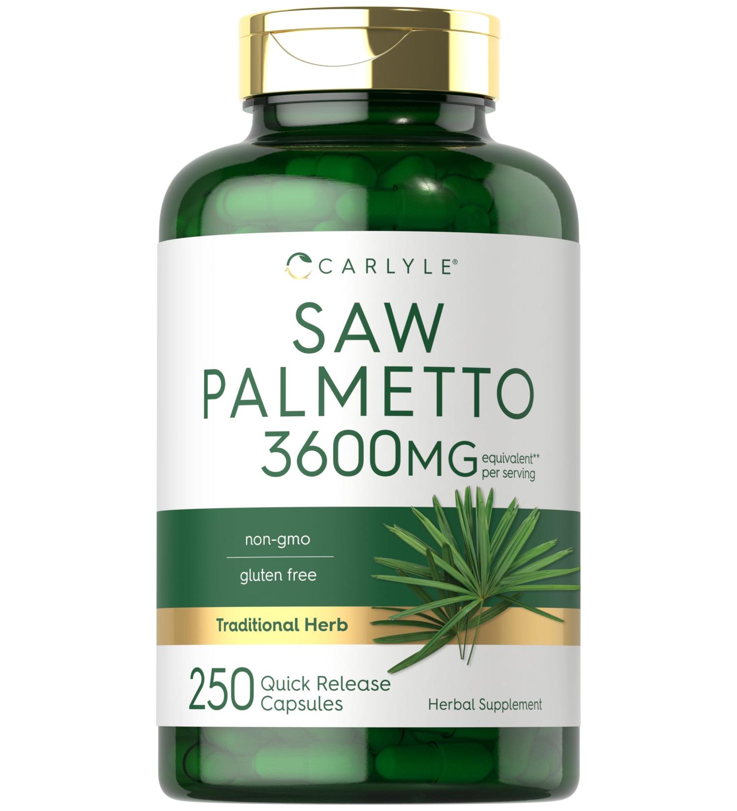 Carlyle Saw Palmetto for Men and Women | 250 Capsules | Herb Extract Supplement | Serenoa Repens | Non-GMO and Gluten Free - Buy Online on GoSupps.com