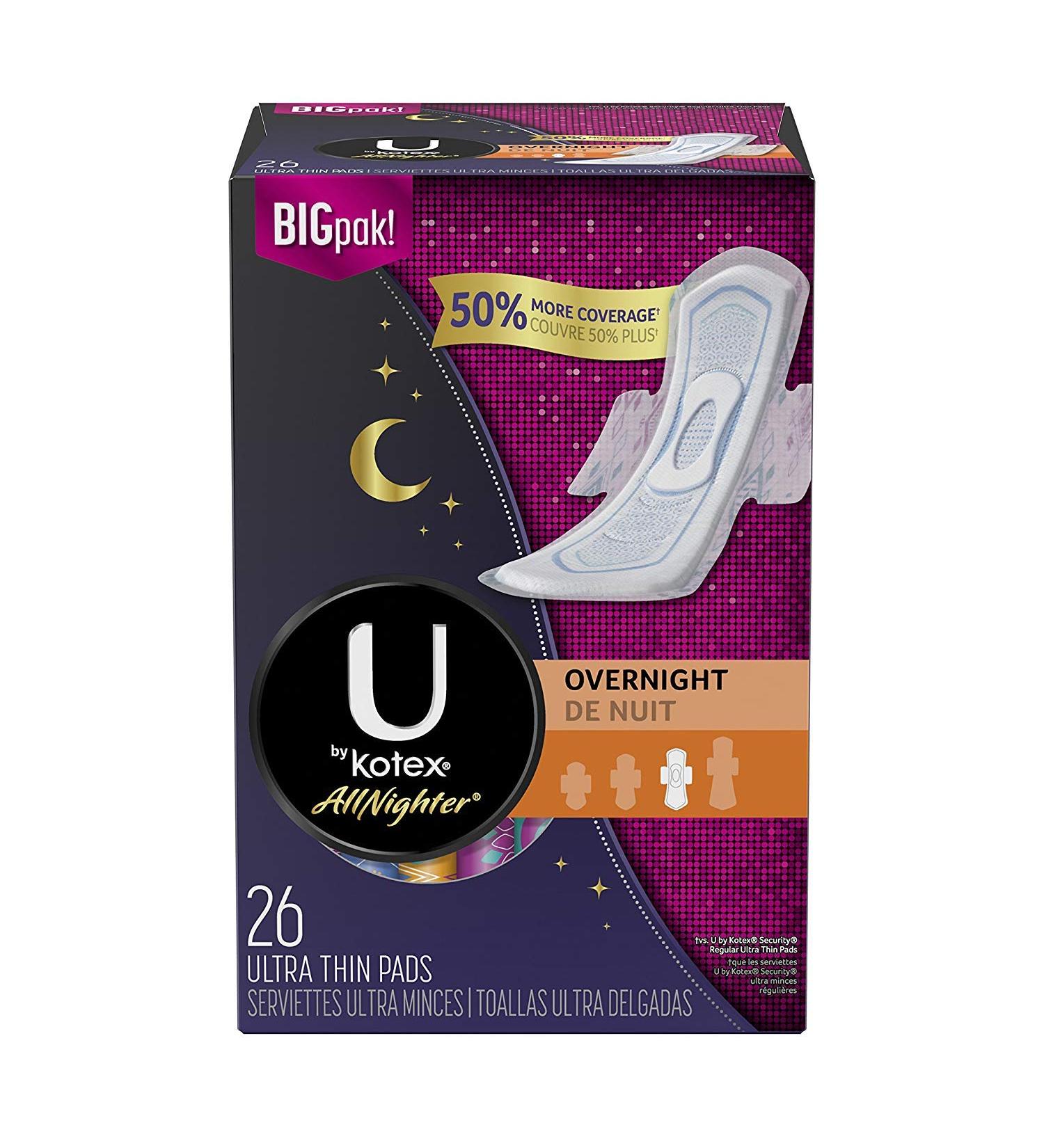 U by Kotex Allnighter Ultra Thin Overnight Pads - 26 Pads - Buy Online on GoSupps.com