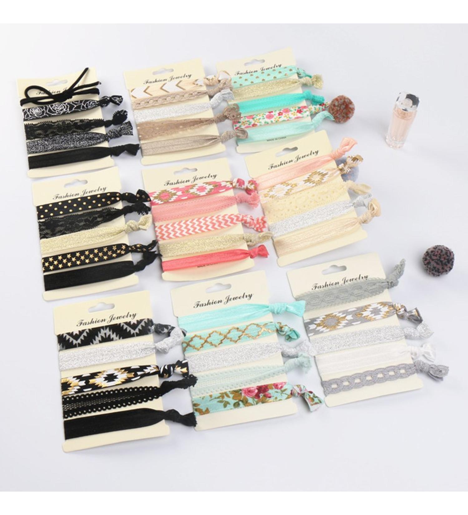 Beauty Wig World 9 Pack Elastic Ribbon Hair Ties - Colorful Ponytail Holders for Women and Girls - 45 Pcs Hair Bands and Bracelets - Buy Online on GoSupps.com