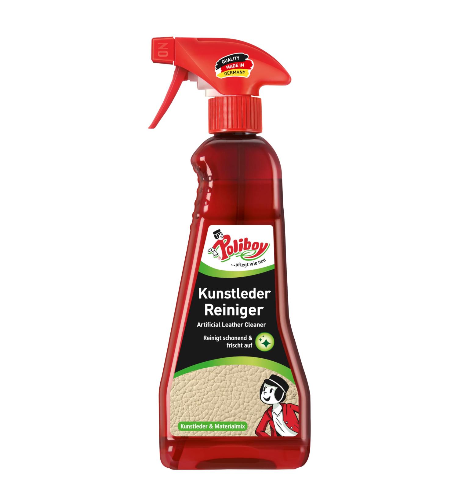 Poliboy Synthetic Leather Cleaner - Gentle Cleansing Agent for Imitation Leather - 375ml Made in Germany - Kuntleder Cleaner 1 Pack - Buy Online on GoSupps.com