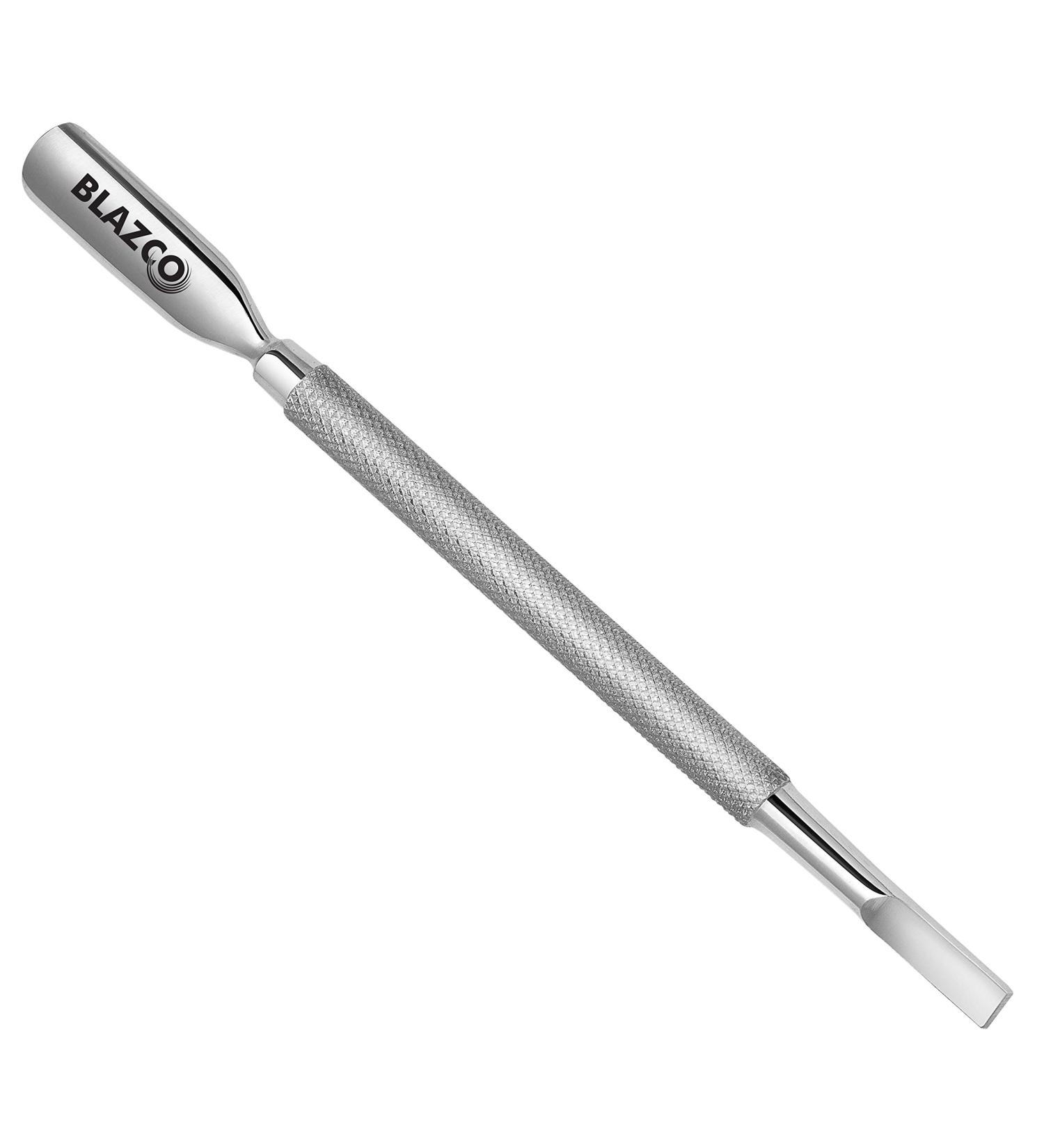 Blazco Professional Grade Stainless Steel Cuticle Pusher & Nail Cleaner - Dual Sided Manicure/Pedicure Tool for Finger and Toe Nails - Cuticle Remover - Durable and Precise - Silver - Buy Online on GoSupps.com