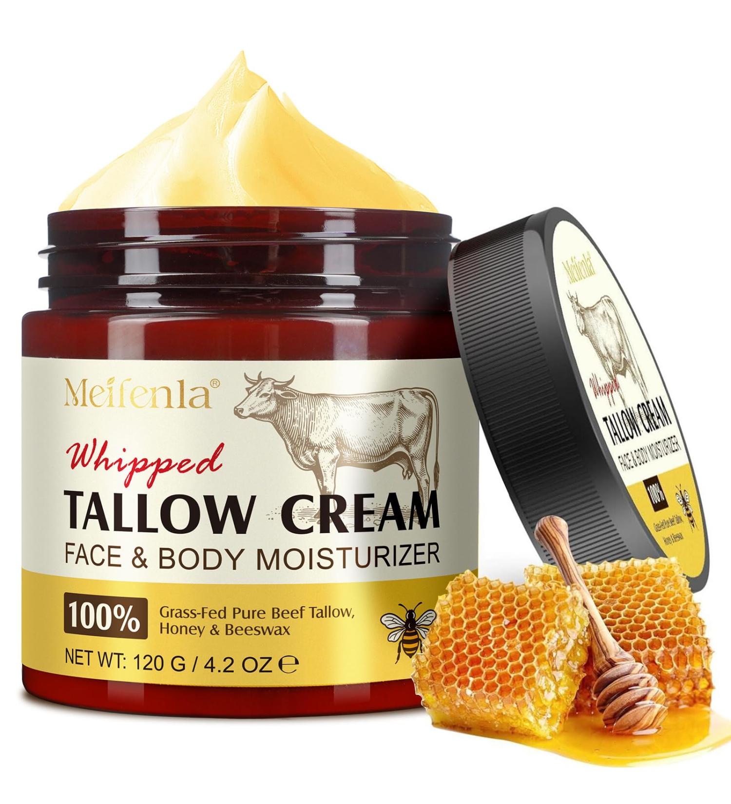 Beef Tallow for Skin Suif de Boeuf Creme Visage Soins de la Peau au Suif de B uf Baume Visage au Suif et au Miel 100% Naturel Suif de B uf Nourri l'herbe pour la Peau Hydratant au Suif de B uf - Buy Online on GoSupps.com