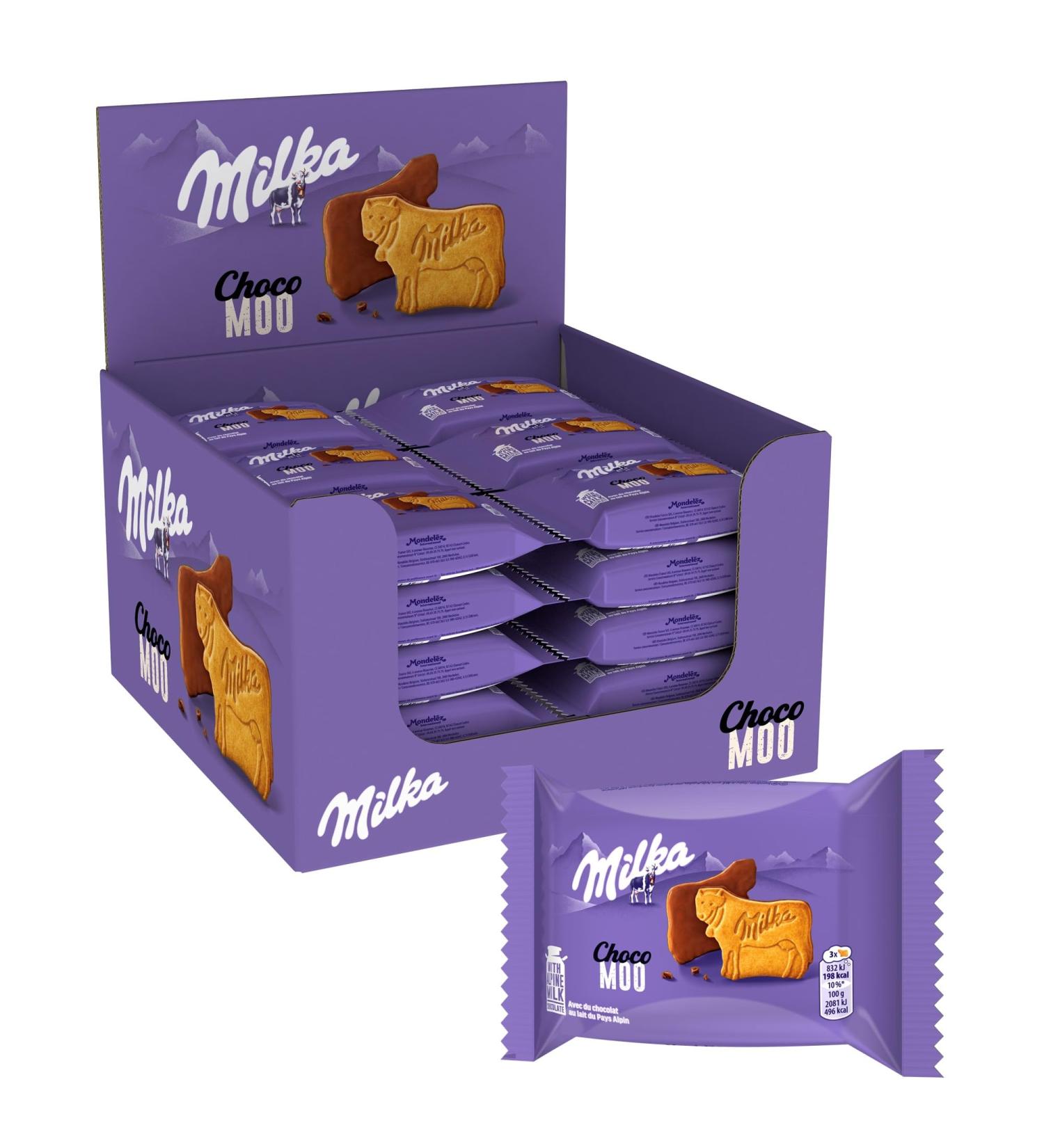 Milka Choco Moo - Milk Chocolate Covered Biscuit - Display of 24 Packets (40g) - Buy Online on GoSupps.com