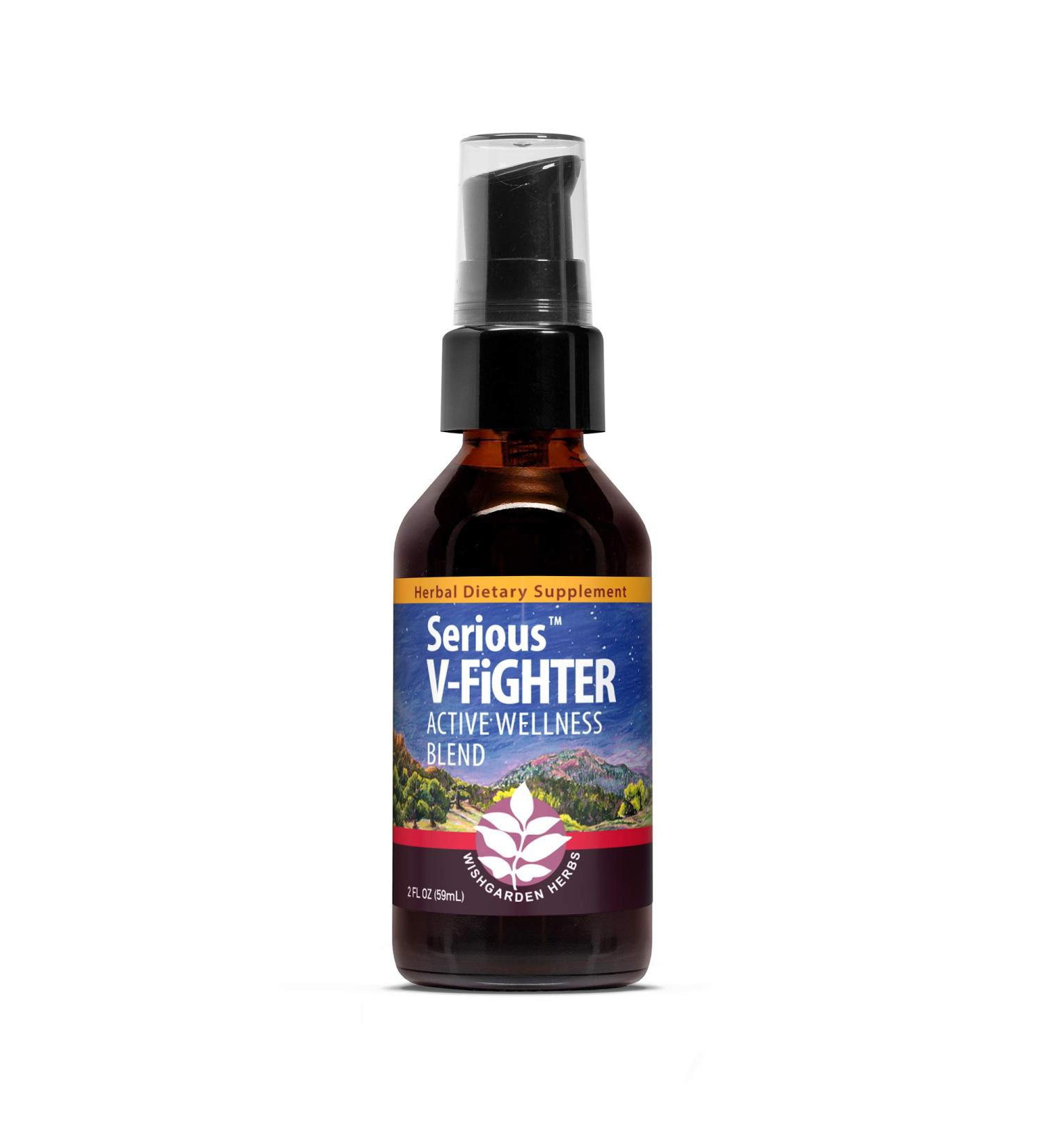 WishGarden Herbs Serious V-Fighter Tincture - Respiratory Immune Activator for Irritated Lungs, Body Aches, Fever - 2oz - Buy Online on GoSupps.com