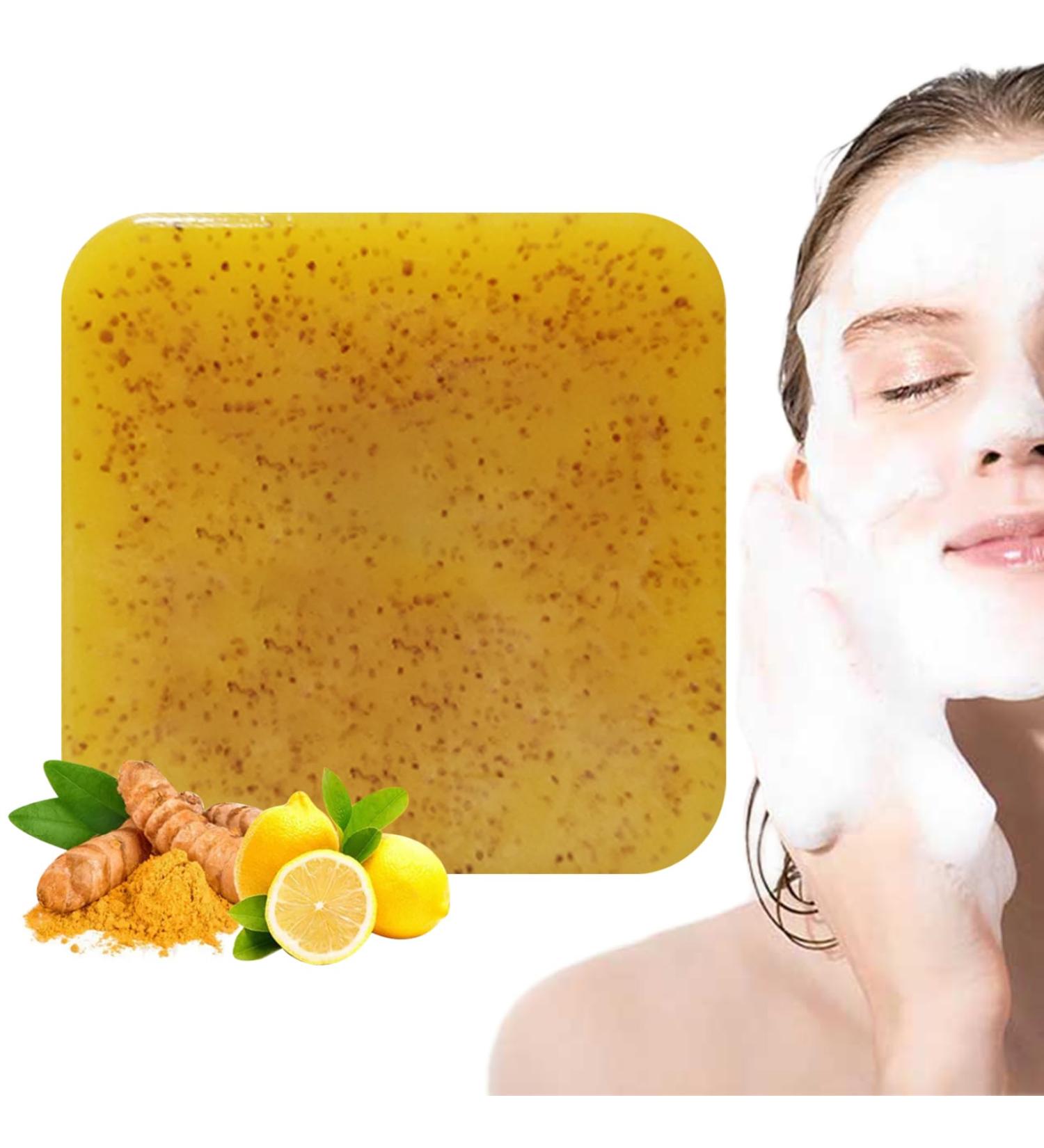 Lemon Turmeric Kojic Soap 2.4x2.4x1" Moisturizing Lemon Turmeric Soap Bar for Hyperpigmentation Dark Spots Natural Organic Kojic Soap for Face Back Legs Body 1Pc - Buy Online on GoSupps.com