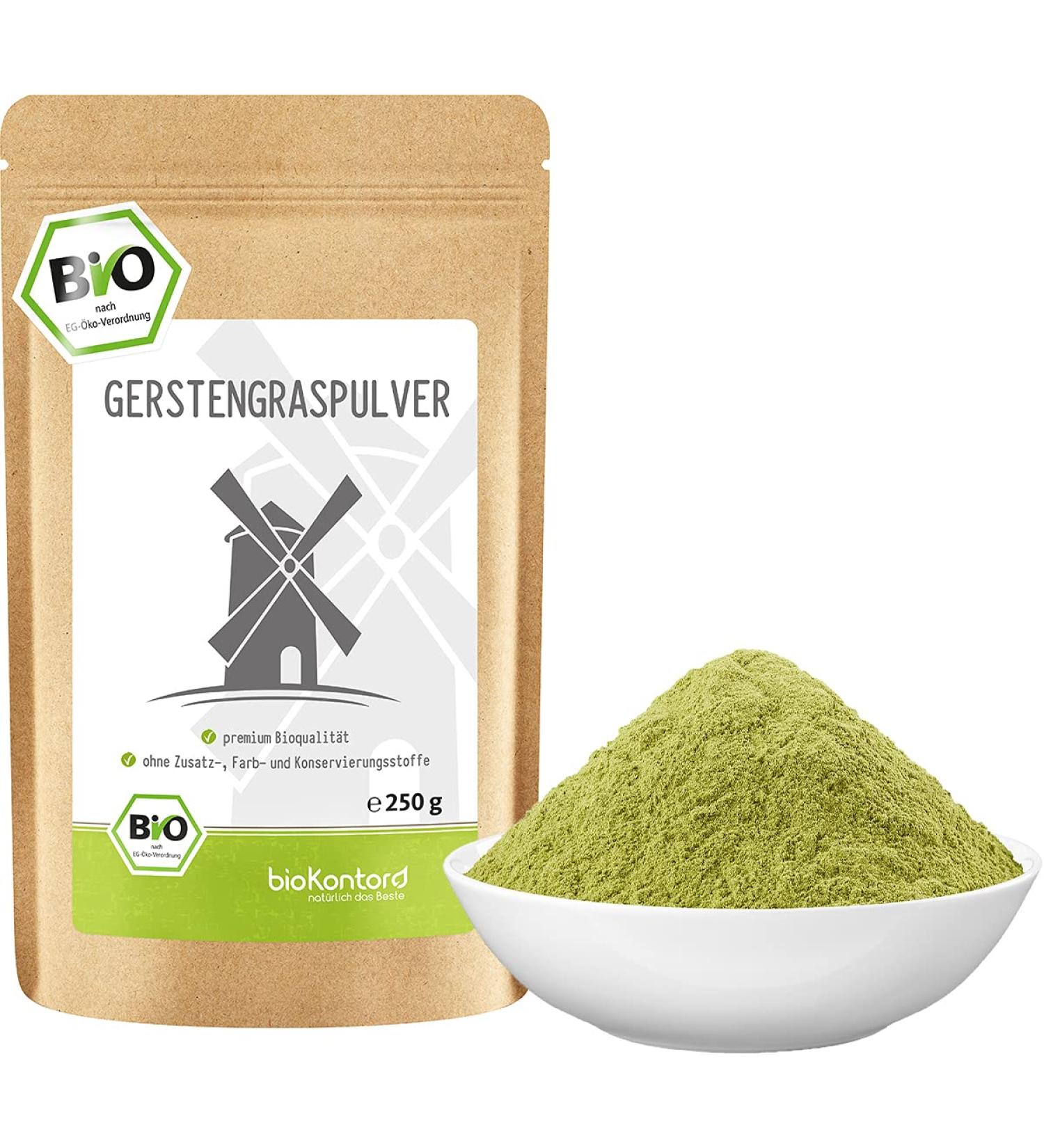 Organic Barley Grass Powder 250g - 100% Natural Additive-Free Lab Tested | Biocontor - Imported from Germany Controlled Organic Cultivation - Buy Online on GoSupps.com
