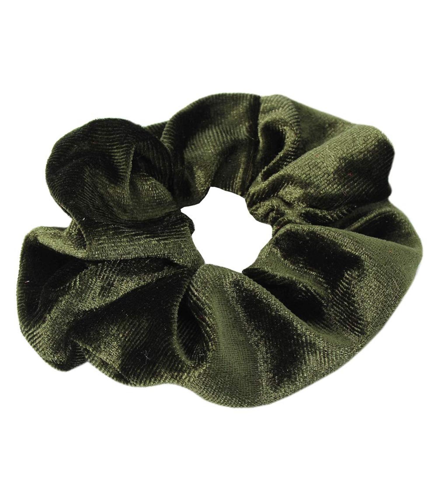 JUSTFOX XXL Velour Velvet Hair Tie Ponytail Holder - Green Scrunchie for All Hair Types - International Shipping Available - Buy Online on GoSupps.com