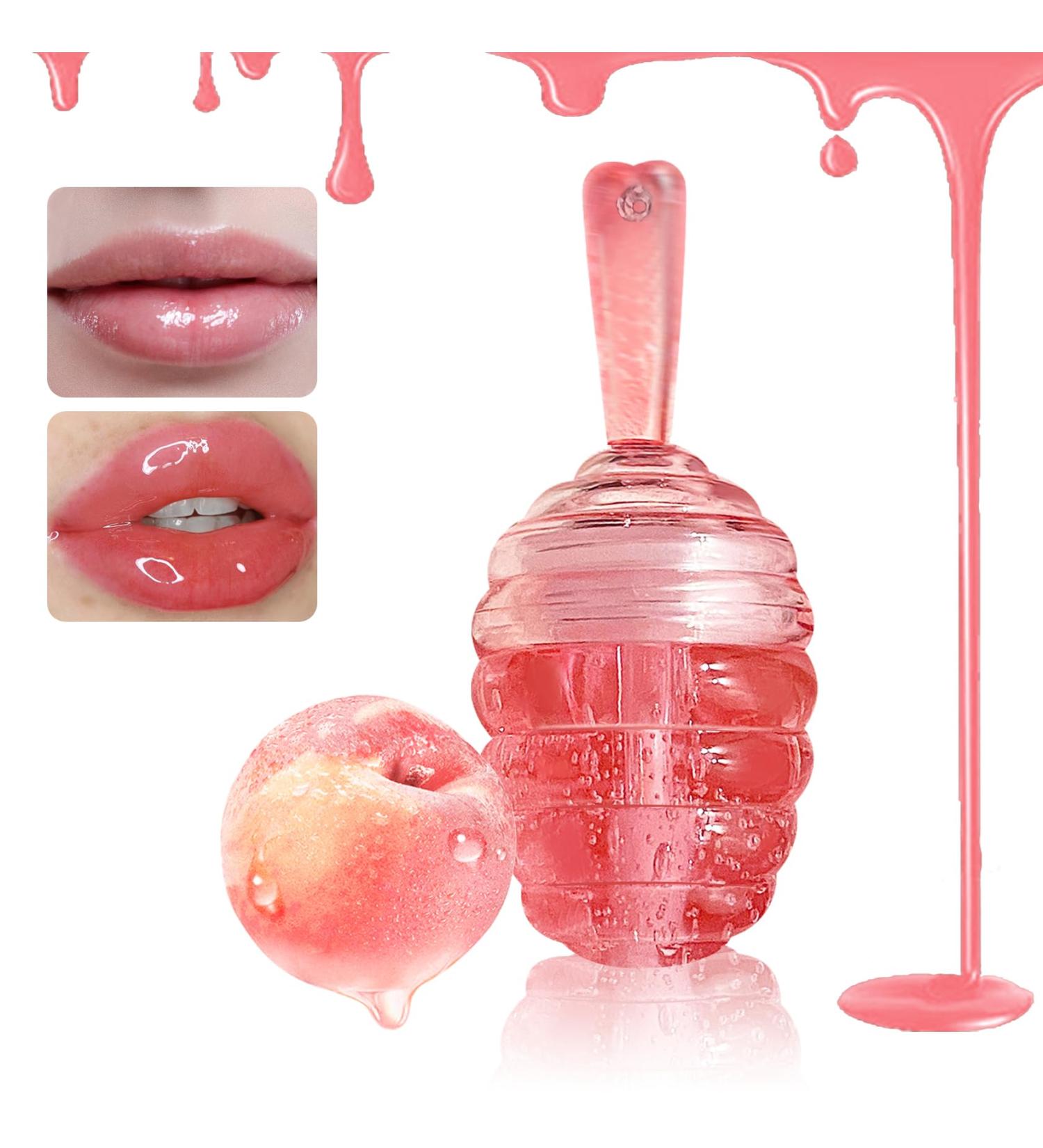 Hydrating Peach Lip Oil - Plumping Gloss Long Lasting Nourishing Care Non-Sticky Lip Glow - Perfect Gift for Women - Buy Online on GoSupps.com