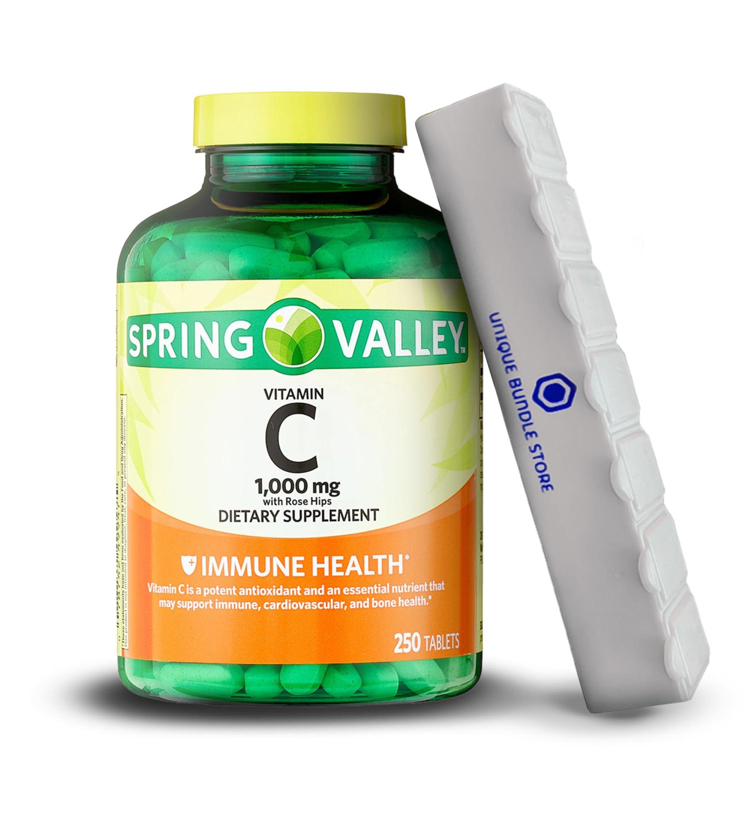 Spring Valley Vitamin C 1000mg with Rose Hips, 250 Count Tablets + Free 7 Day Pill Organizer - Dietary Supplement - Buy Online on GoSupps.com