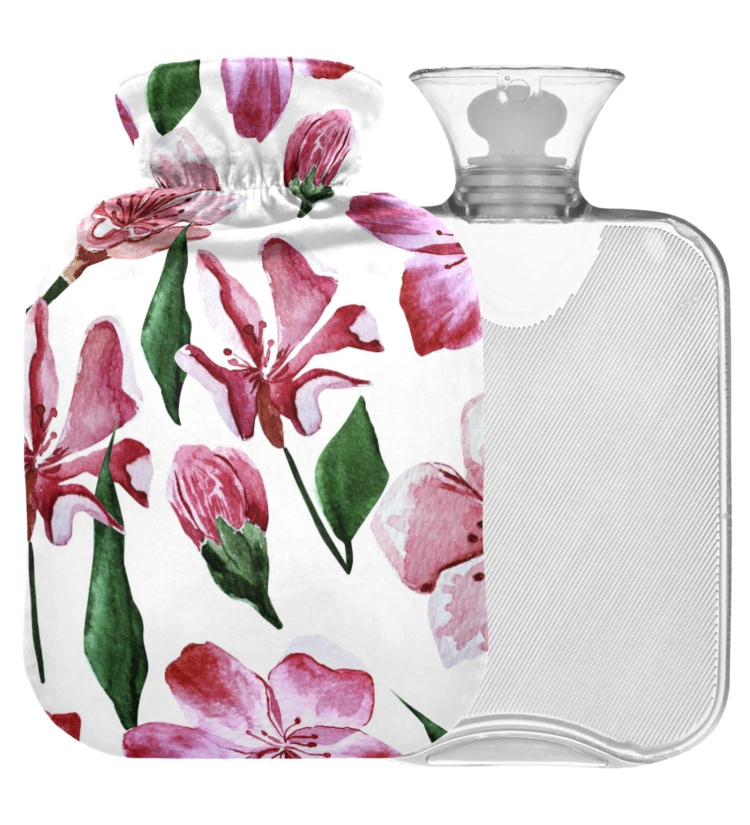 NAANLE Japanese Cherry Blossom Transparent Hot Water Bottle - 2L Large Perfect for Menstrual Cramps Relief & Heat Therapy - Buy Online on GoSupps.com