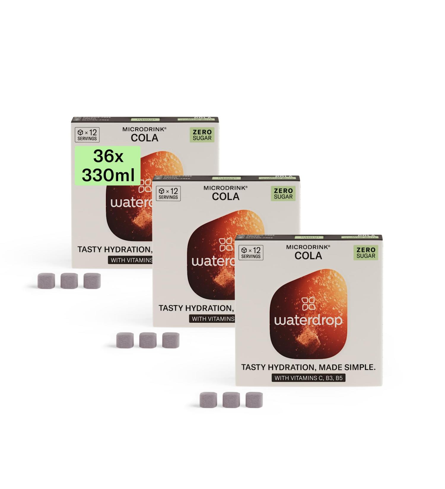 waterdrop Microdrink COLA Special Edition - Water Flavouring - Hydration Tablet - Natural Fruit Mix - Vitamin C - Sugar Free - Kola Nut - Green Coffee - 36 Drinks - Buy Online on GoSupps.com