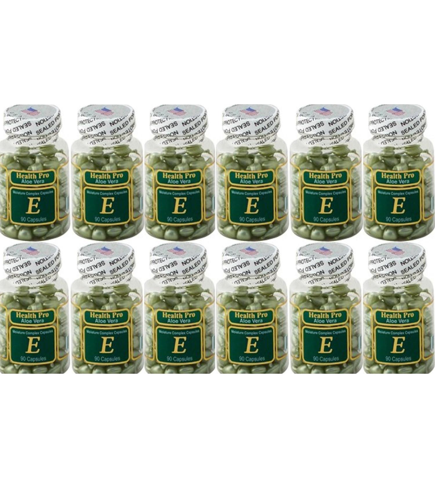 Nu-Health Aloe Vera Moisture Complex Vitamin E Oil for Skin | 90 Capsules Topical Serum for Hydrated Silky Skin | Pack of 24