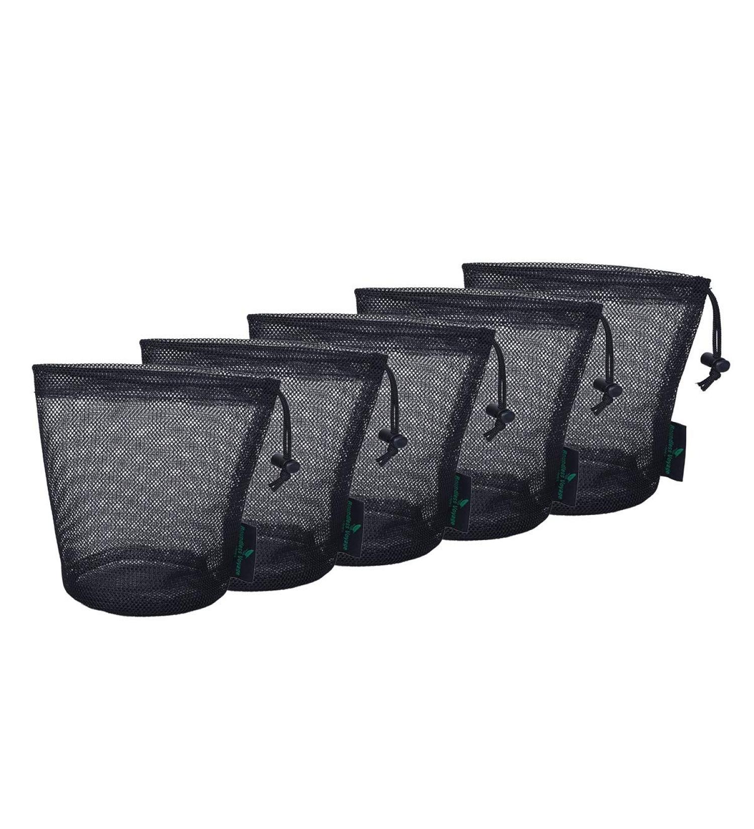Ibasingo Black Mesh Bag | Durable Nylon Travel Sac for Cosmetics Shower Gel Tennis & Golf | 5-Piece Set (10x15 cm) - Ideal for Outdoor Storage - Buy Online on GoSupps.com