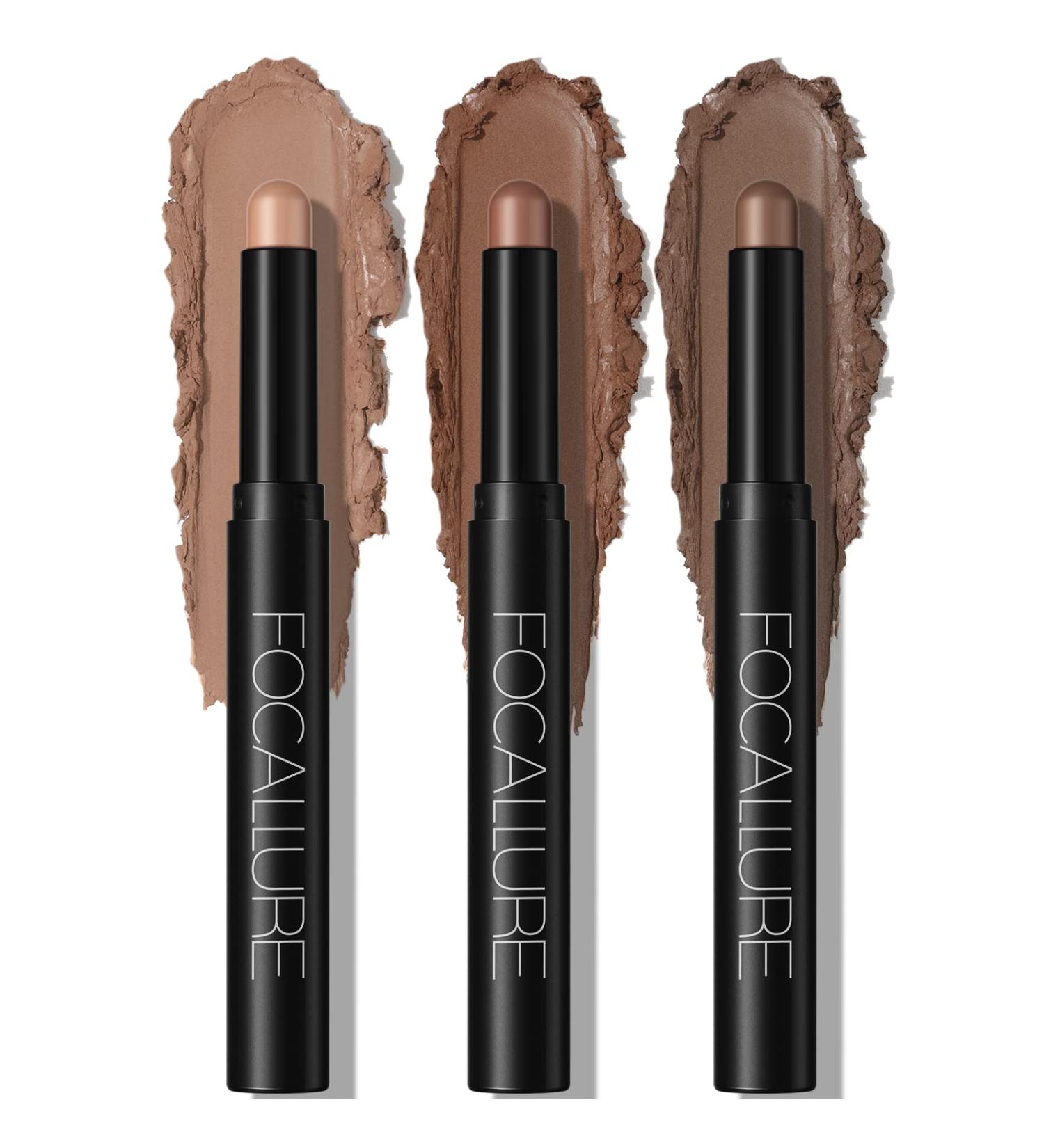 FOCALLURE 3 Pcs Shimmer Eyeshadow Stick Set - High Pigment, Waterproof, Crease-Proof Makeup (Oh So Nude) - Buy Online on GoSupps.com