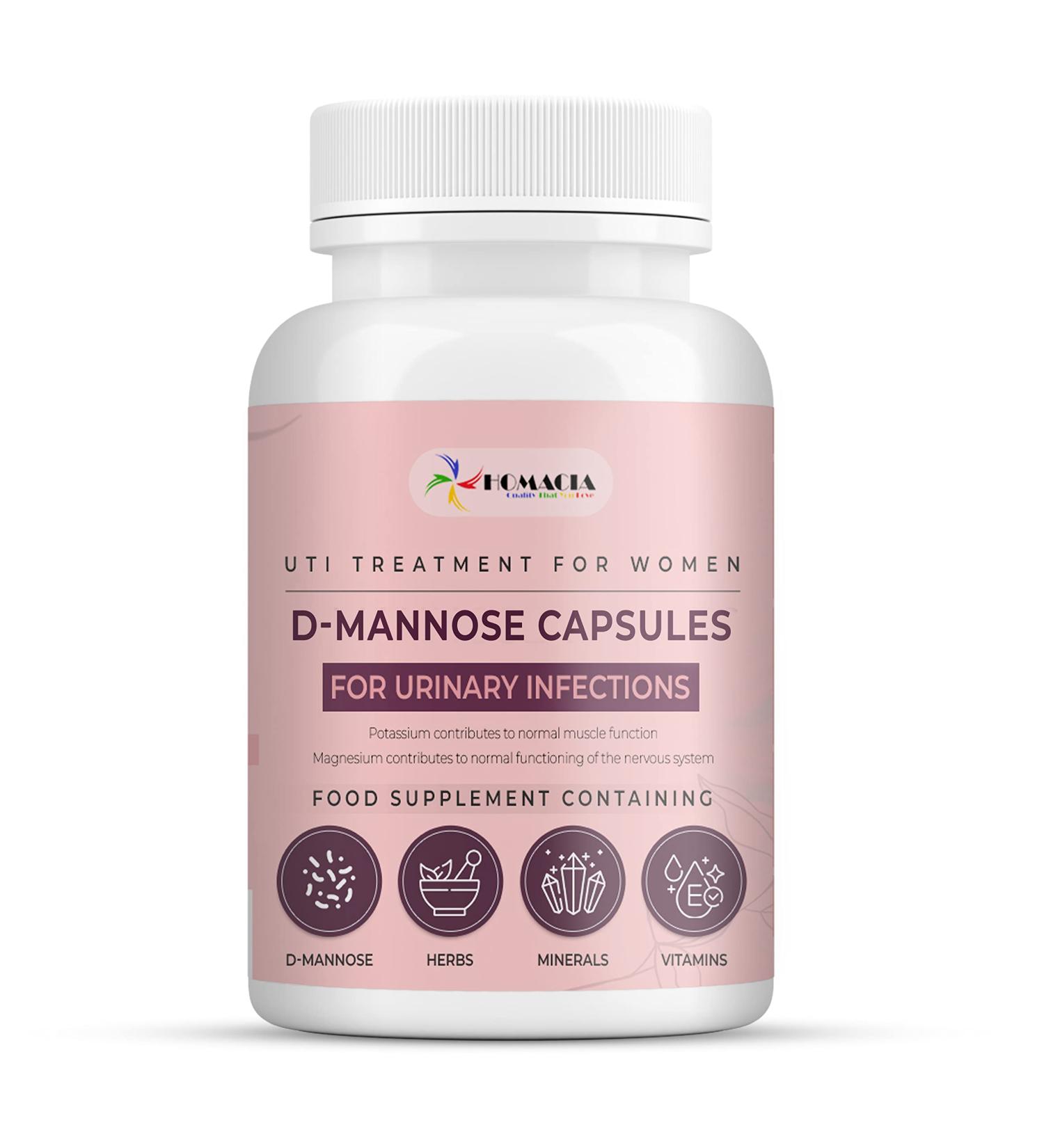 D-Mannose Capsules 2500mg - UTI & Bladder Control Treatment for Women - 60 Capsules | UK Made - Buy Online on GoSupps.com