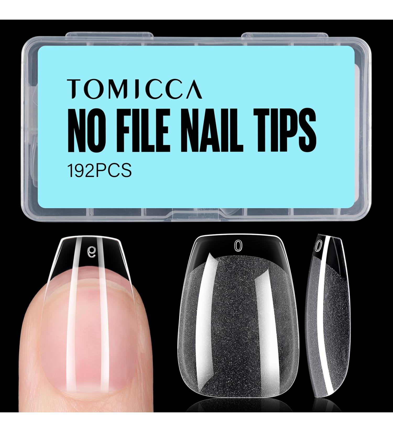 Tomicca Ballerina Short Nail Tips - 192 Pieces Pre-shaped Half Matte Gel & Acrylic Full Cover Tips 12 Sizes for Stunning Nail Art - Buy Online on GoSupps.com