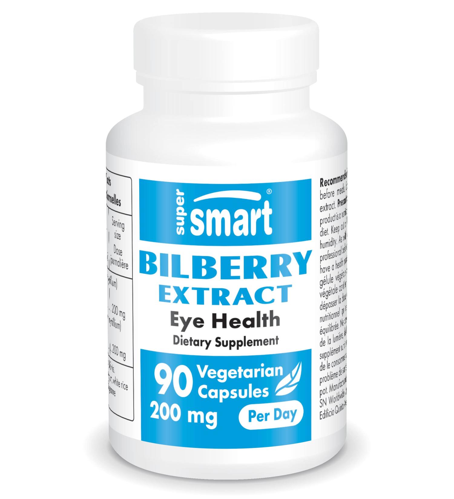 Supersmart Bilberry Extract 200mg for Eye Health - 90 Vegetarian Capsules - Buy Online on GoSupps.com