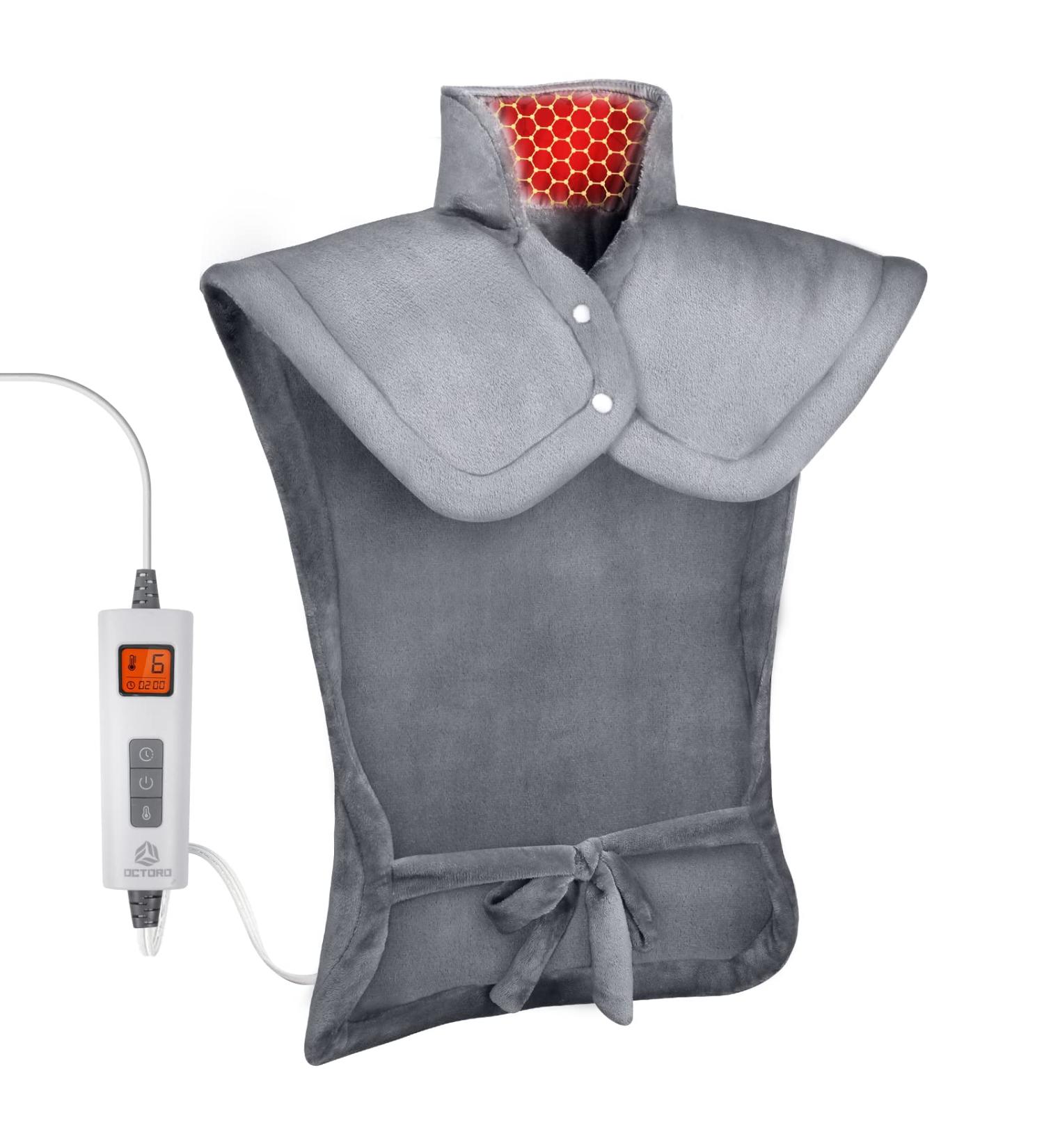 Large Electric Heating Pad for Back Pain Relief - 4 Heating Levels, Auto Shut Off, Moist Therapy - Washable 24x35 Grey - Buy Online on GoSupps.com