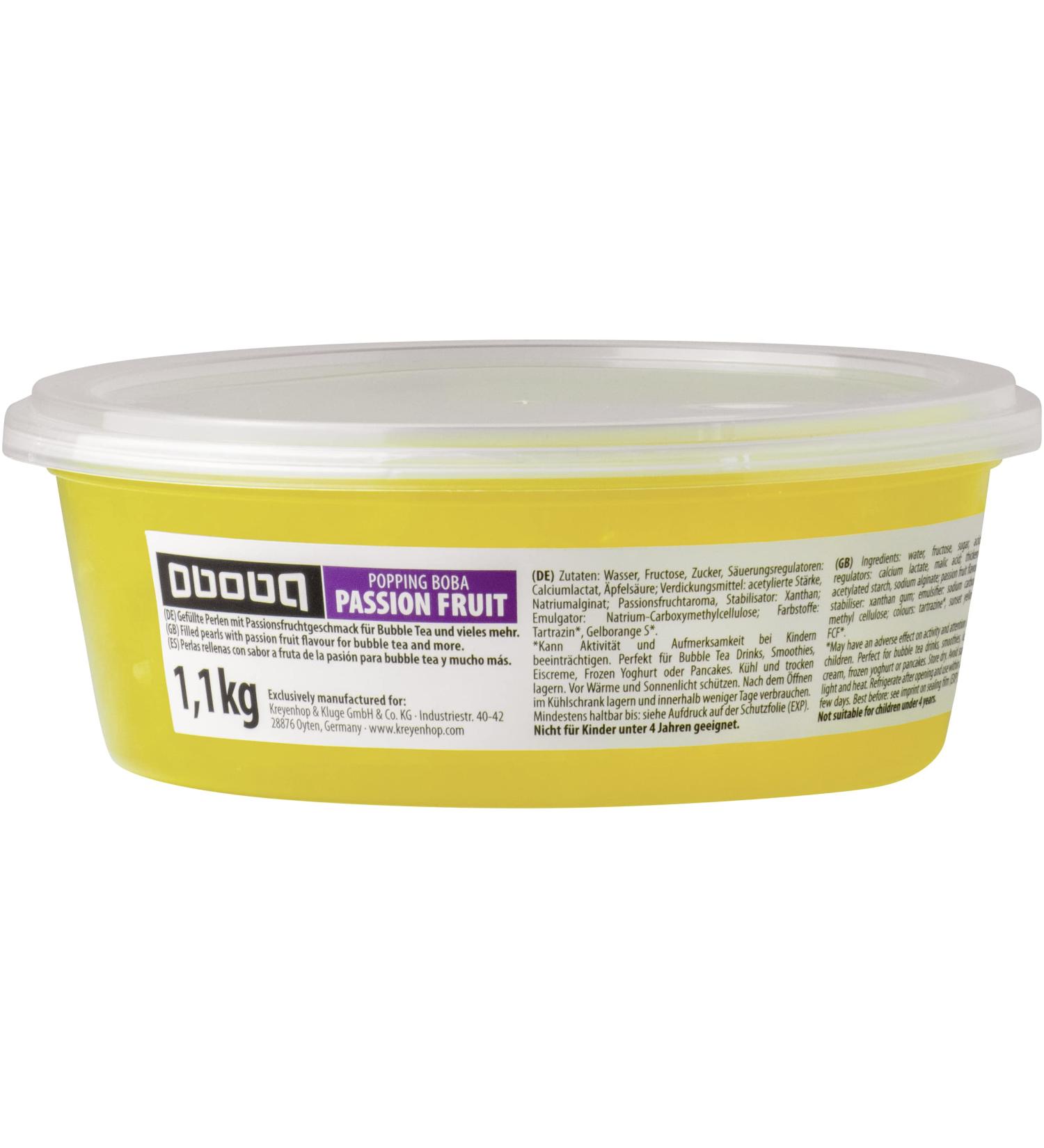Oboba Popping Boba - Passion Fruit Flavor Filled Fruit Pearls for Bubble Tea | 1.1 kg | International Shipping - Buy Online on GoSupps.com