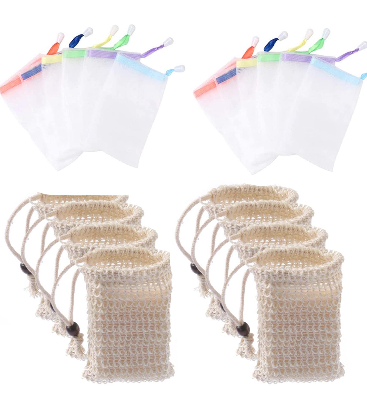 Sisal & Nylon Soap Bags - 10 Pack for Solid Soap & Body Peeling | Eco-Friendly Bath Accessories - Buy Online on GoSupps.com