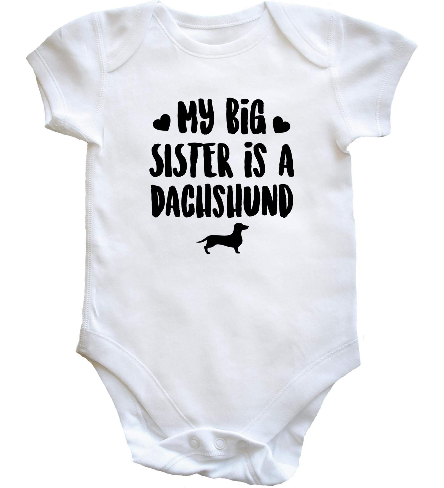 Hippowarehouse My Big Sister Dachshund Baby Vest Bodysuit (Short Sleeve) - Boys/Girls - Buy Online on GoSupps.com