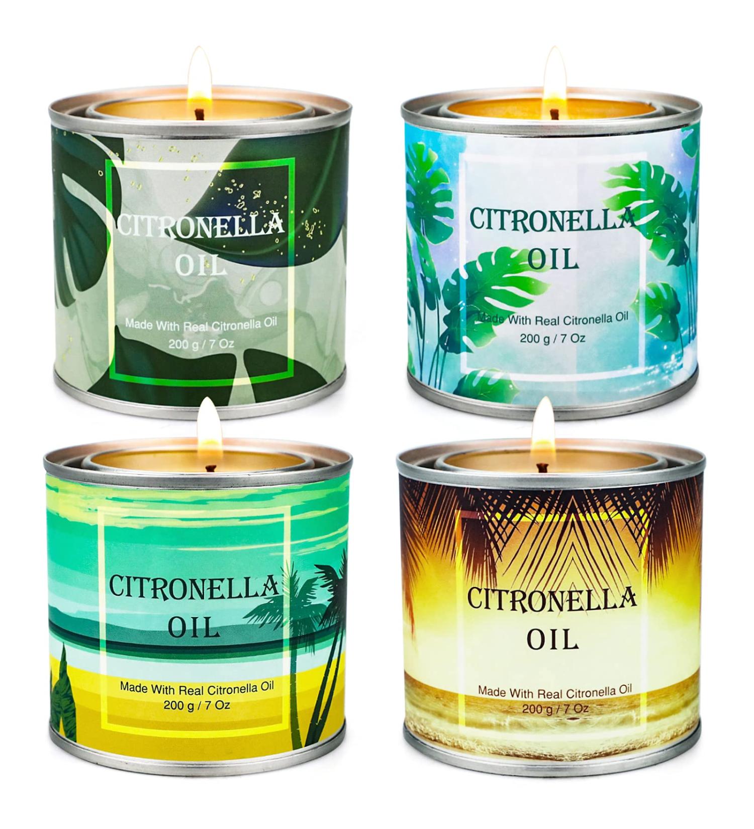 4 Pack 7oz Citronella Candles - Long-Lasting Clean Burning Soy Wax - Outdoor Patio, Porch, Garden, Party & Camping - Buy Online on GoSupps.com