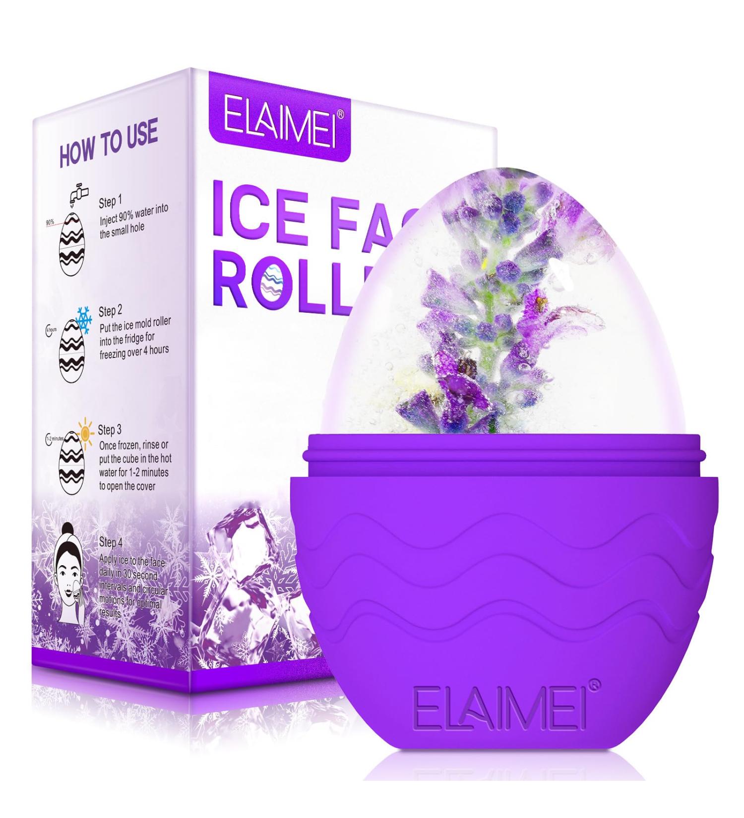 Buy Silicone Egg Shape Ice Roller - Reusable Face Care Tool for Puffy Eyes & Tight Skin Treatment (Purple) - International Shipping Available - Buy Online on GoSupps.com