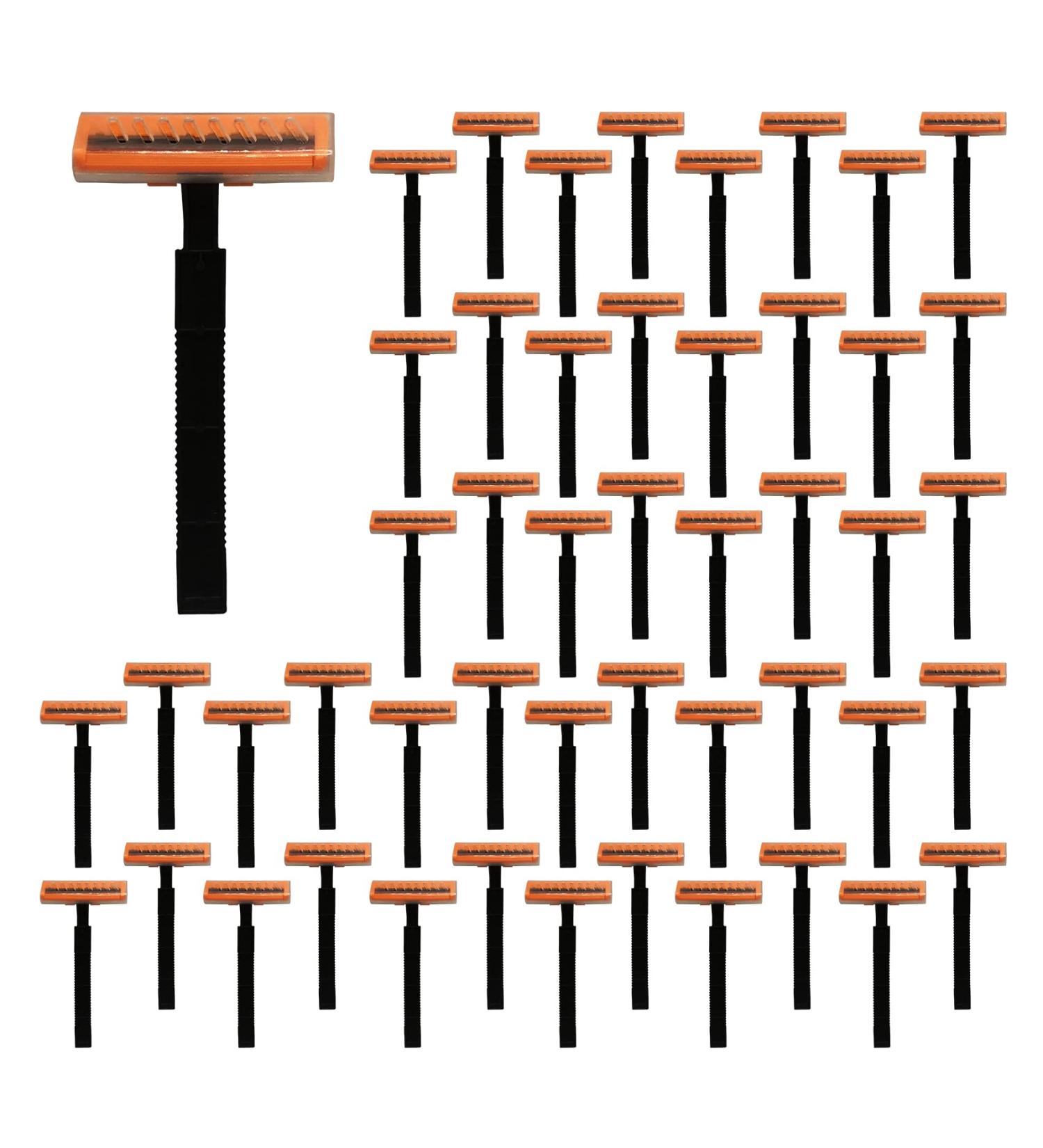 50 Pack Twin Blade Disposable Razors for Men - Portable Manual Shaving Razors for Travel & Bathing - Buy Online on GoSupps.com