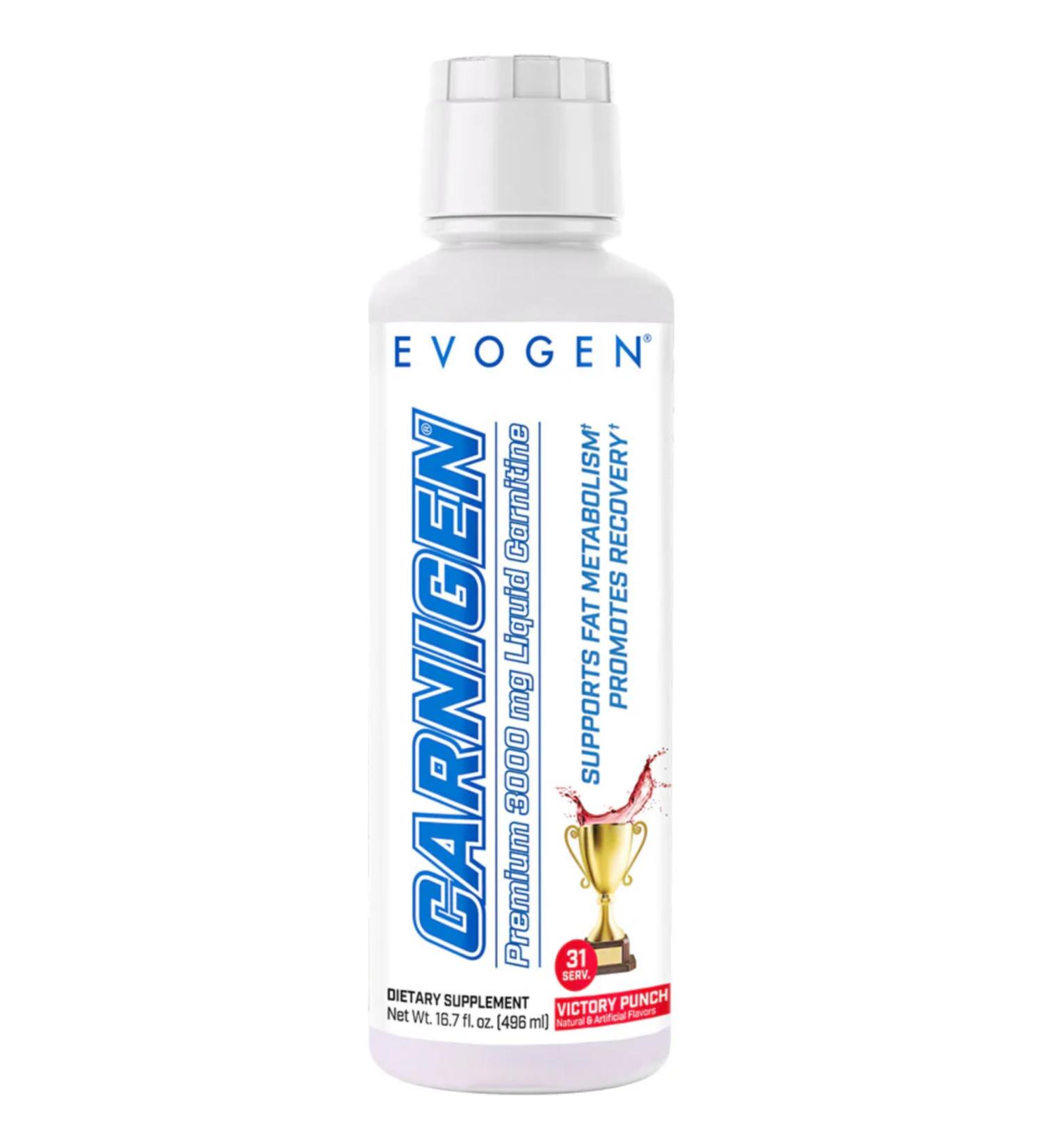 Evogen Carnigen - Liquid Carnitine | Supports Fat Metabolism & Recovery, Caffeine Free | L-Carnitine, Acetyl L-Carnitine | Victory Punch | 31 Servings - Buy Online on GoSupps.com