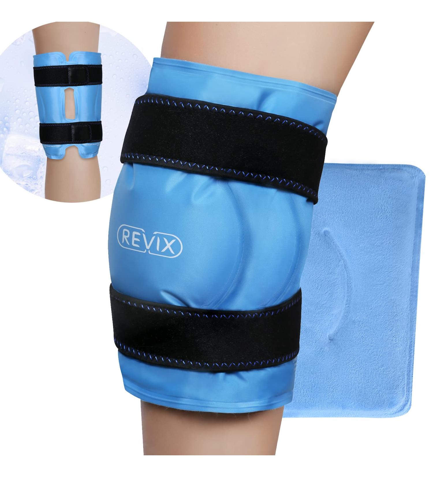 REVIX XL Knee Ice Pack - Reusable Gel Cold Pack for Knee Pain Relief - Ideal for Injuries, Swelling, Bruises - Blue - Buy Online on GoSupps.com